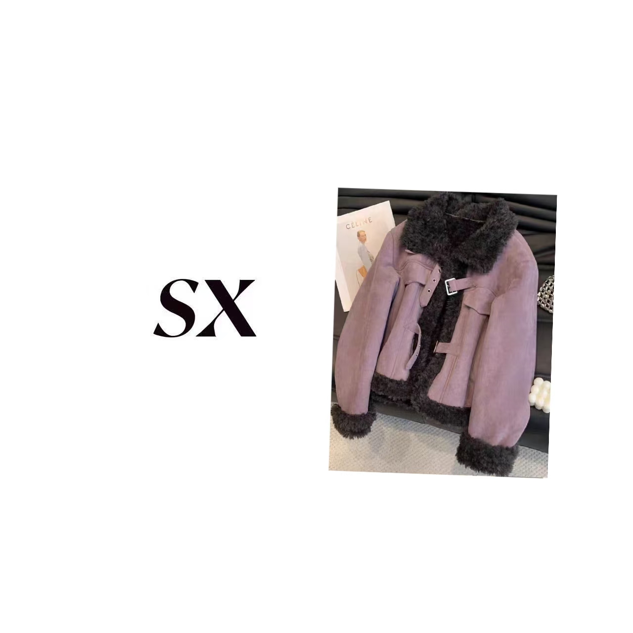 【L632】#SX-紫色保暖一体开衫外套