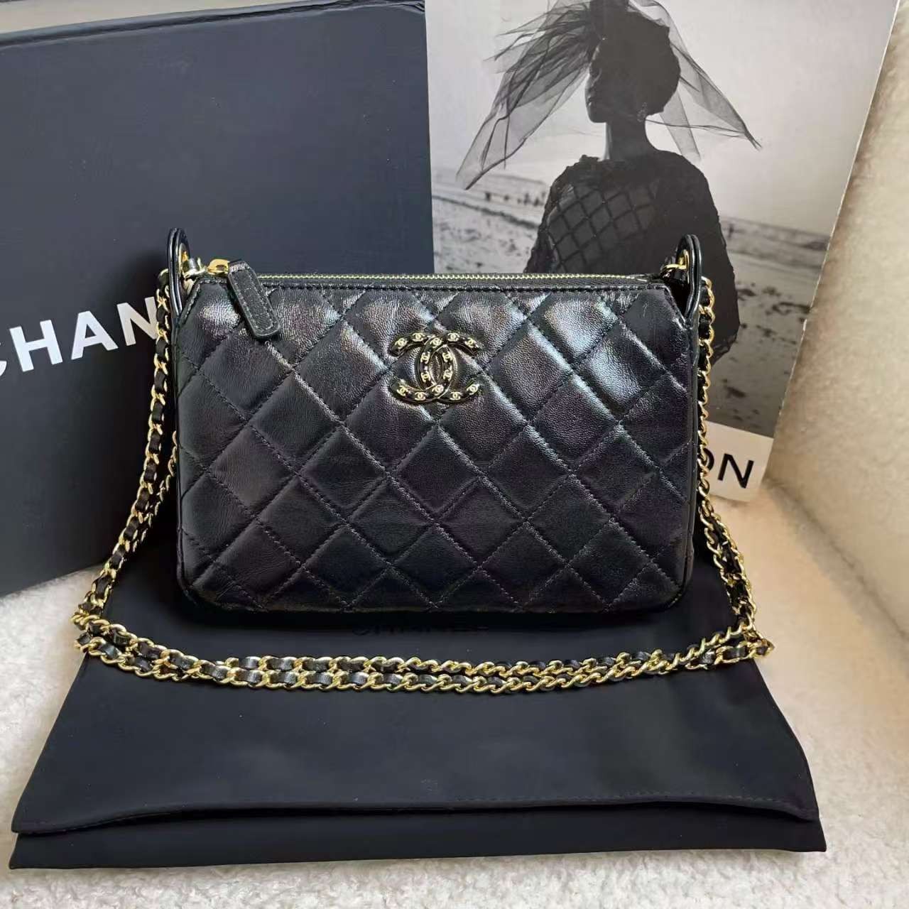 99新 Chanel/香奈儿 珐琅双C链条包/18864967/12期免息/代卖服务