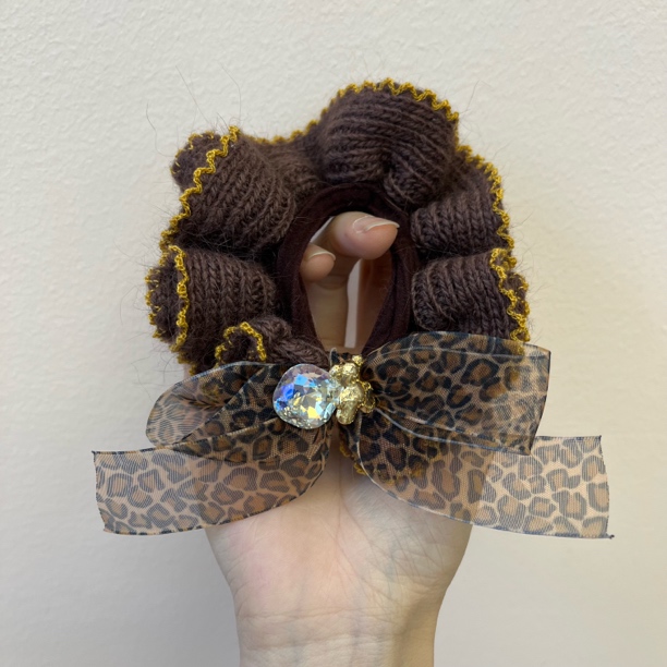 【毛织豹纹】小号百搭气质发圈发绳时尚发饰可气质头饰简约