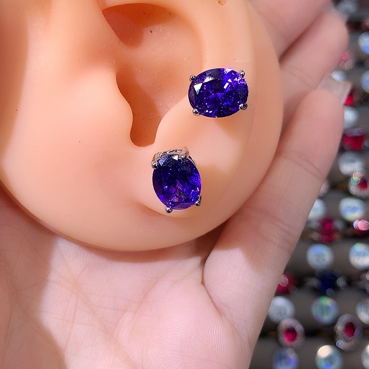 碧玺猫眼耳饰银S925镶嵌白810