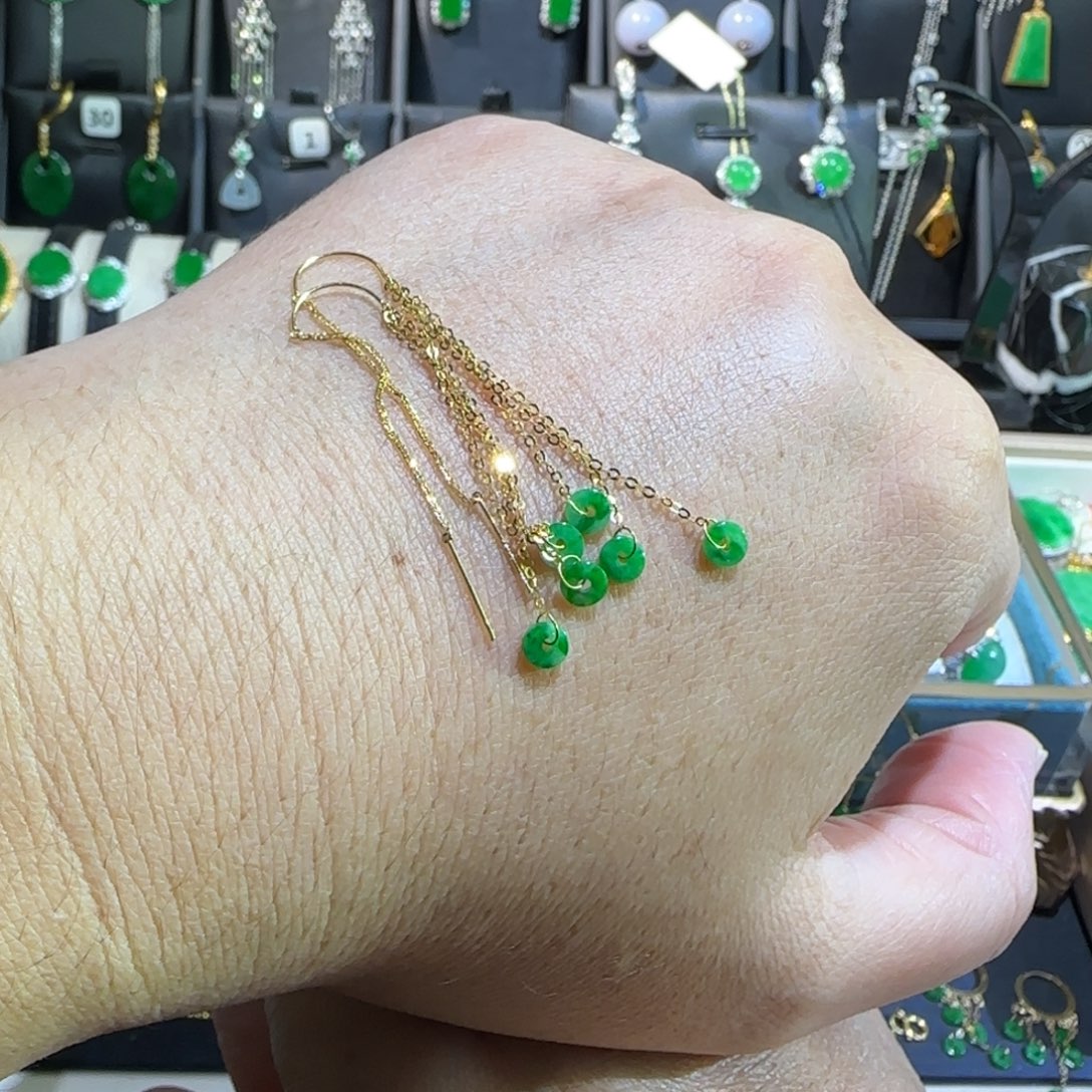 翡翠18K金镶嵌颈饰耳线