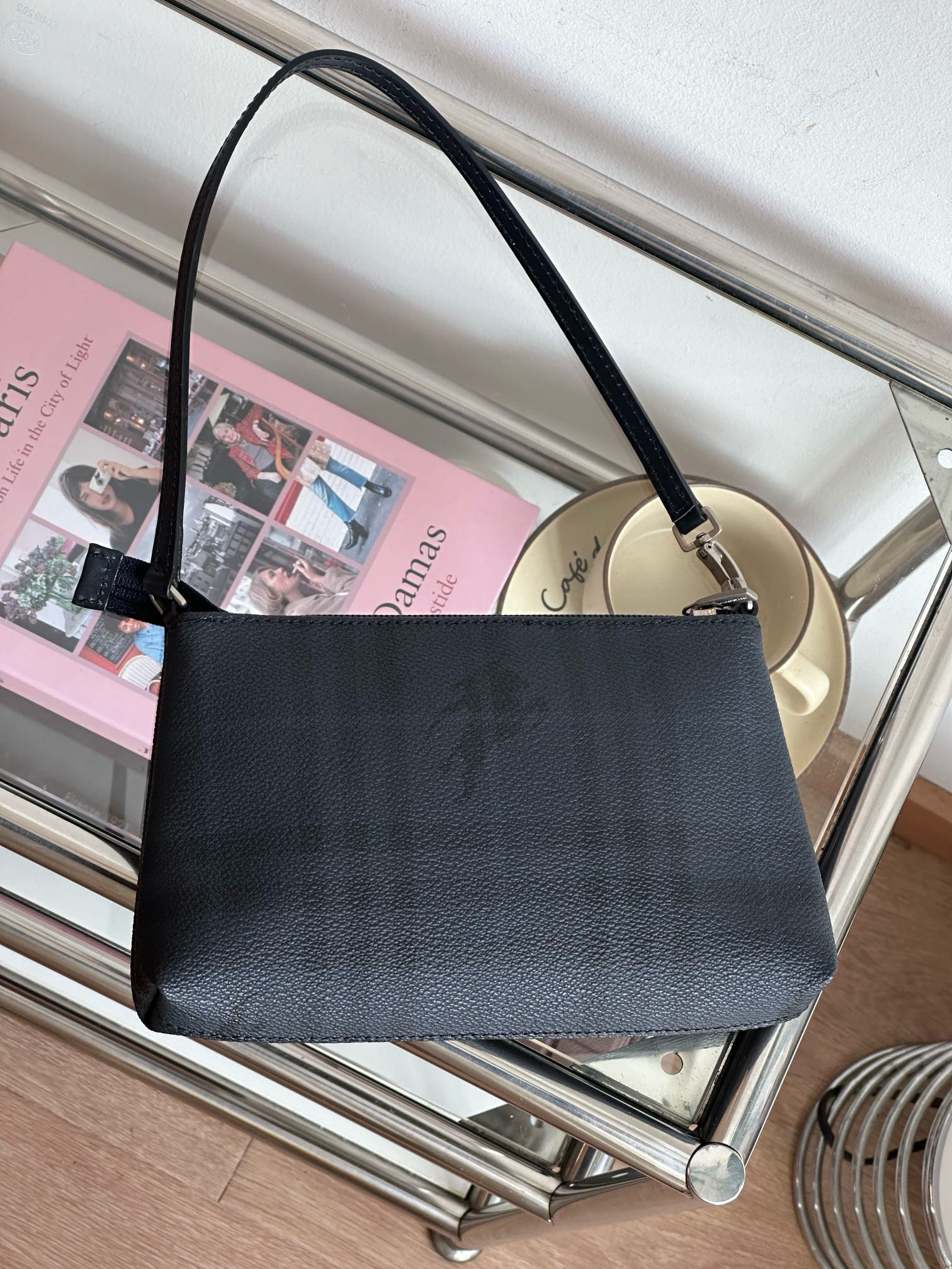 95新 BURBERRY/博柏利 蓝灰色战马格纹麻将包