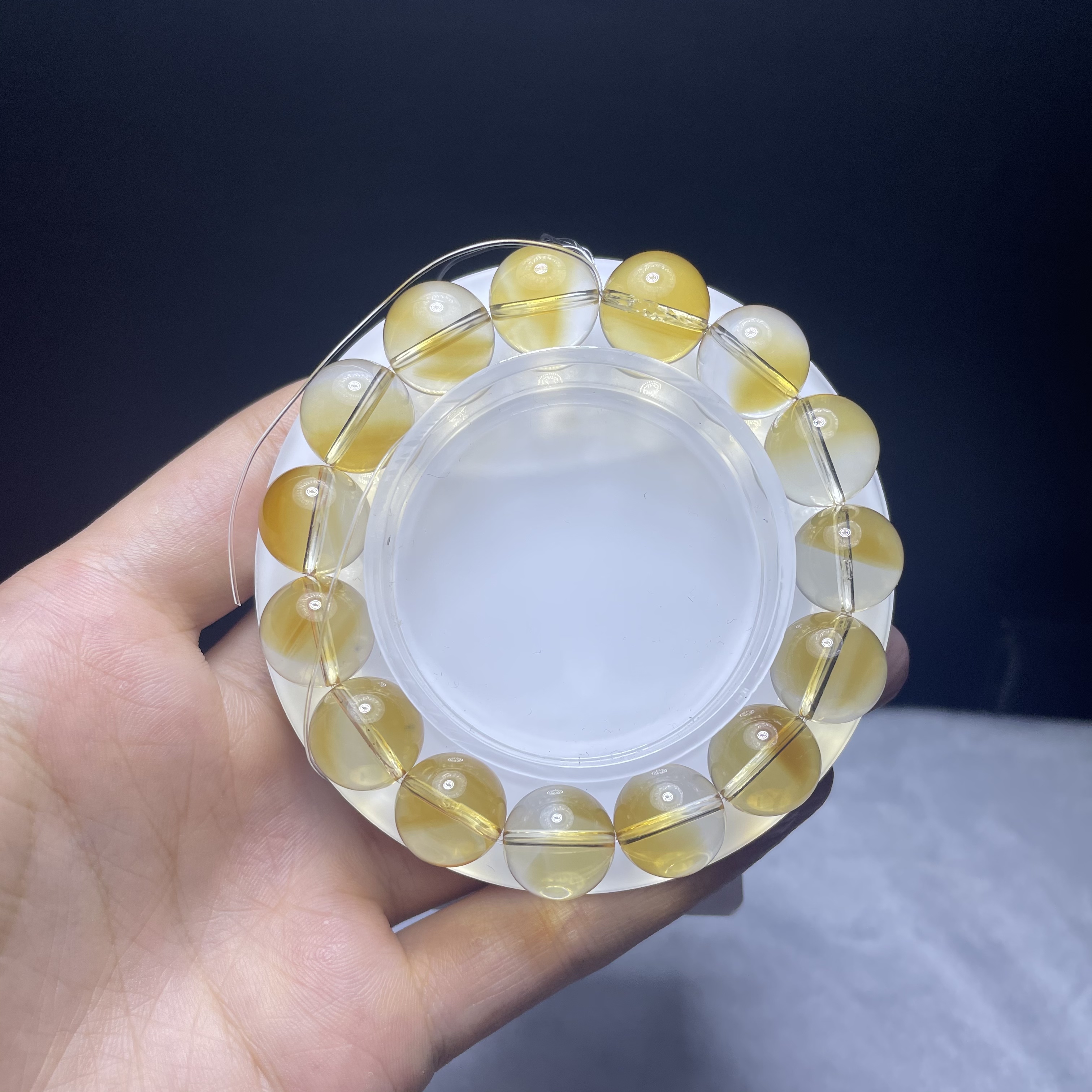 收藏级毕业级 全净体巴西黄水晶手链手串 整体无暇  13.2mm左右