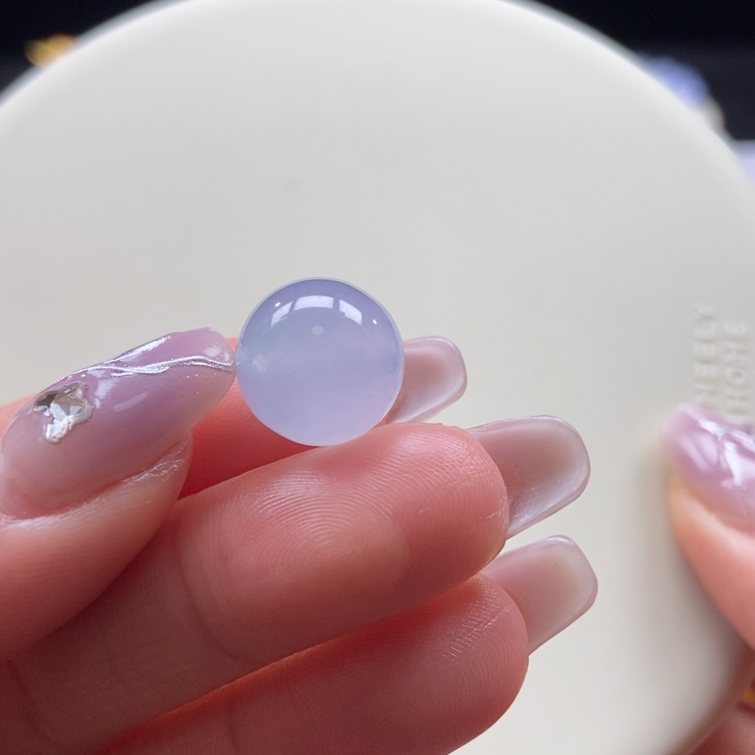 翡翠颈饰未镶嵌翡翠冰蓝紫珠卡12.7mm