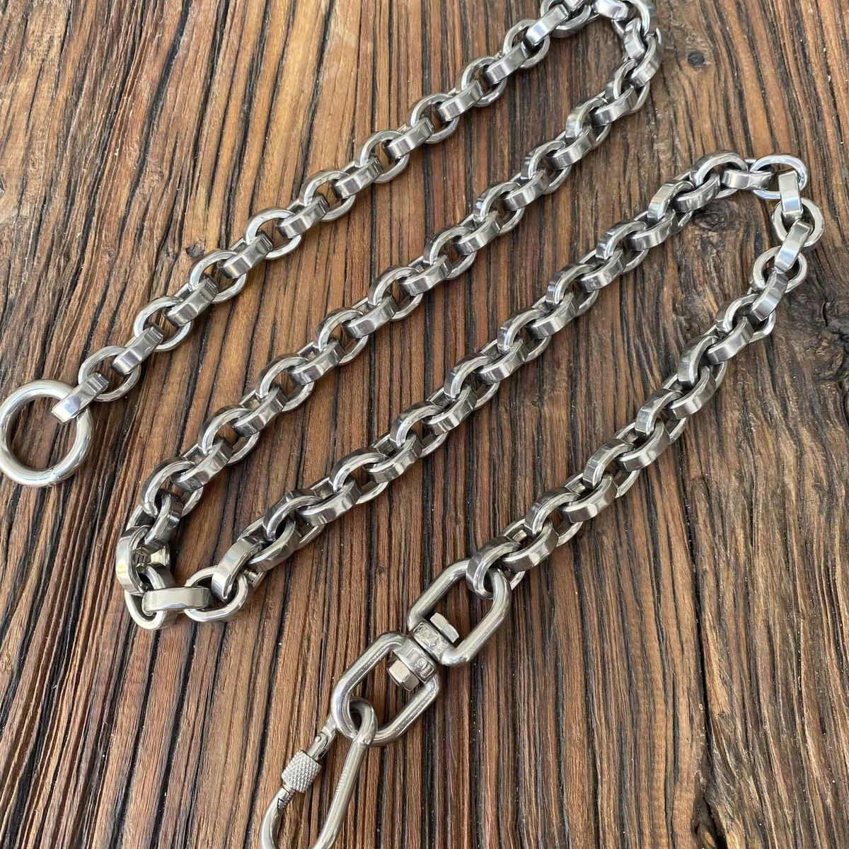 猛犬平面牵引链马犬德牧钢链4-5-6-7-8MM线径大型犬不锈钢栓狗链