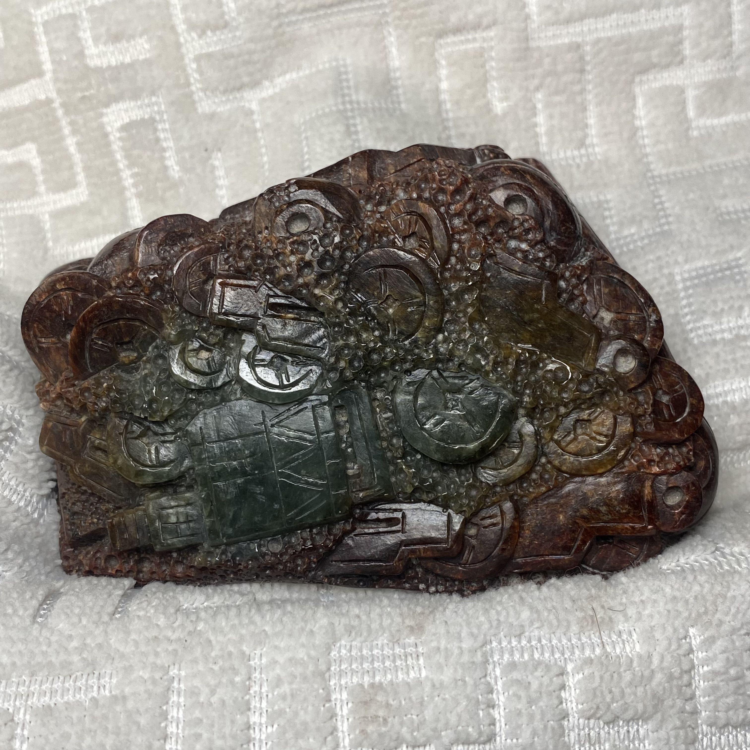 火燎皮河磨玉宝藏摆件锦灰堆手把件