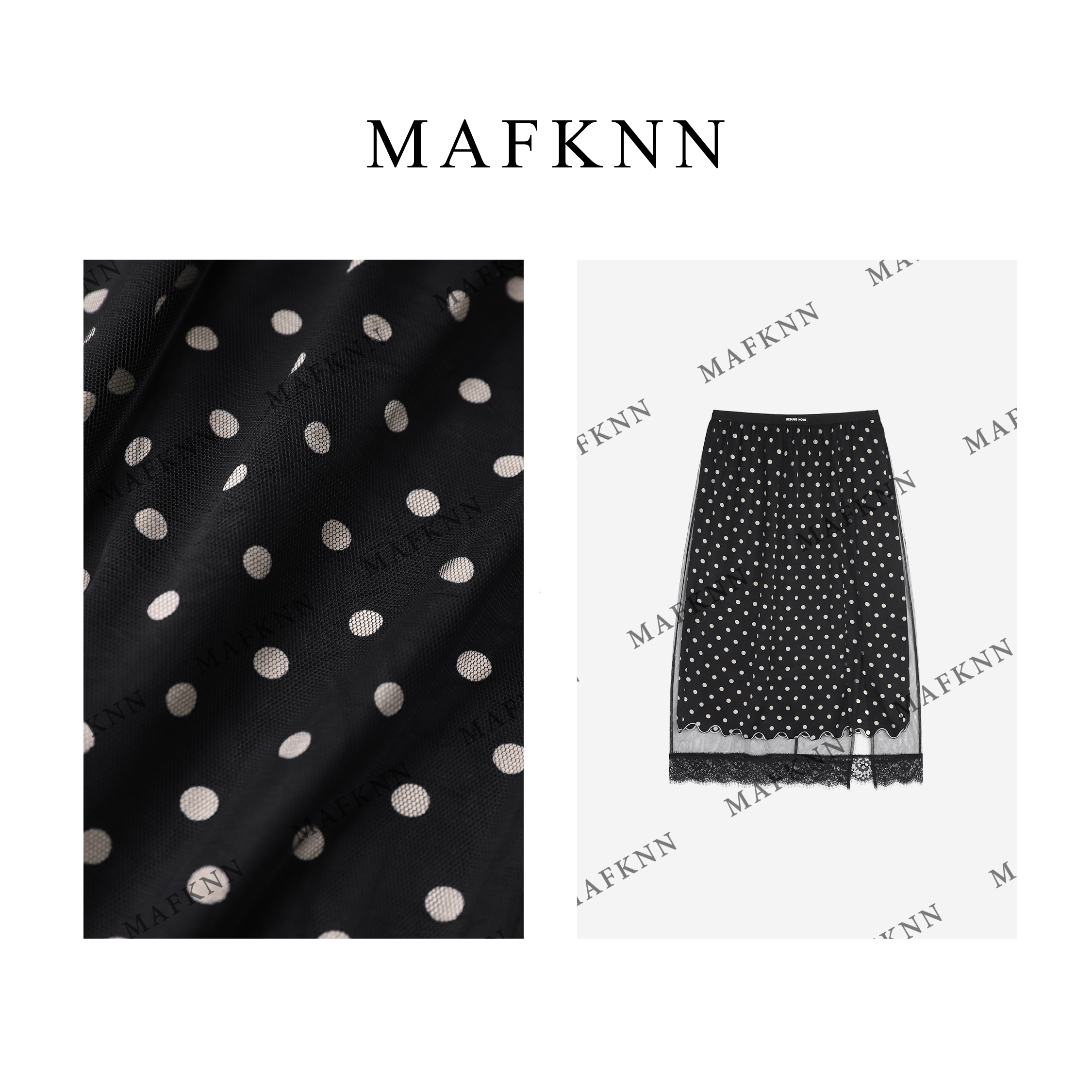 MAFKNN/玛肯时尚休闲简约纯色百搭夏季松紧腰波点半身裙MK12613