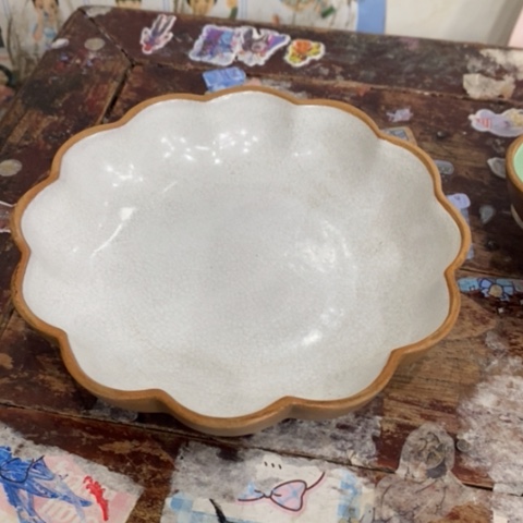 紫砂茶壶段泥白釉盘13-14cm