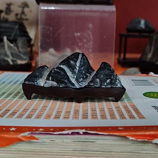 黑檀木灵璧石磬石山