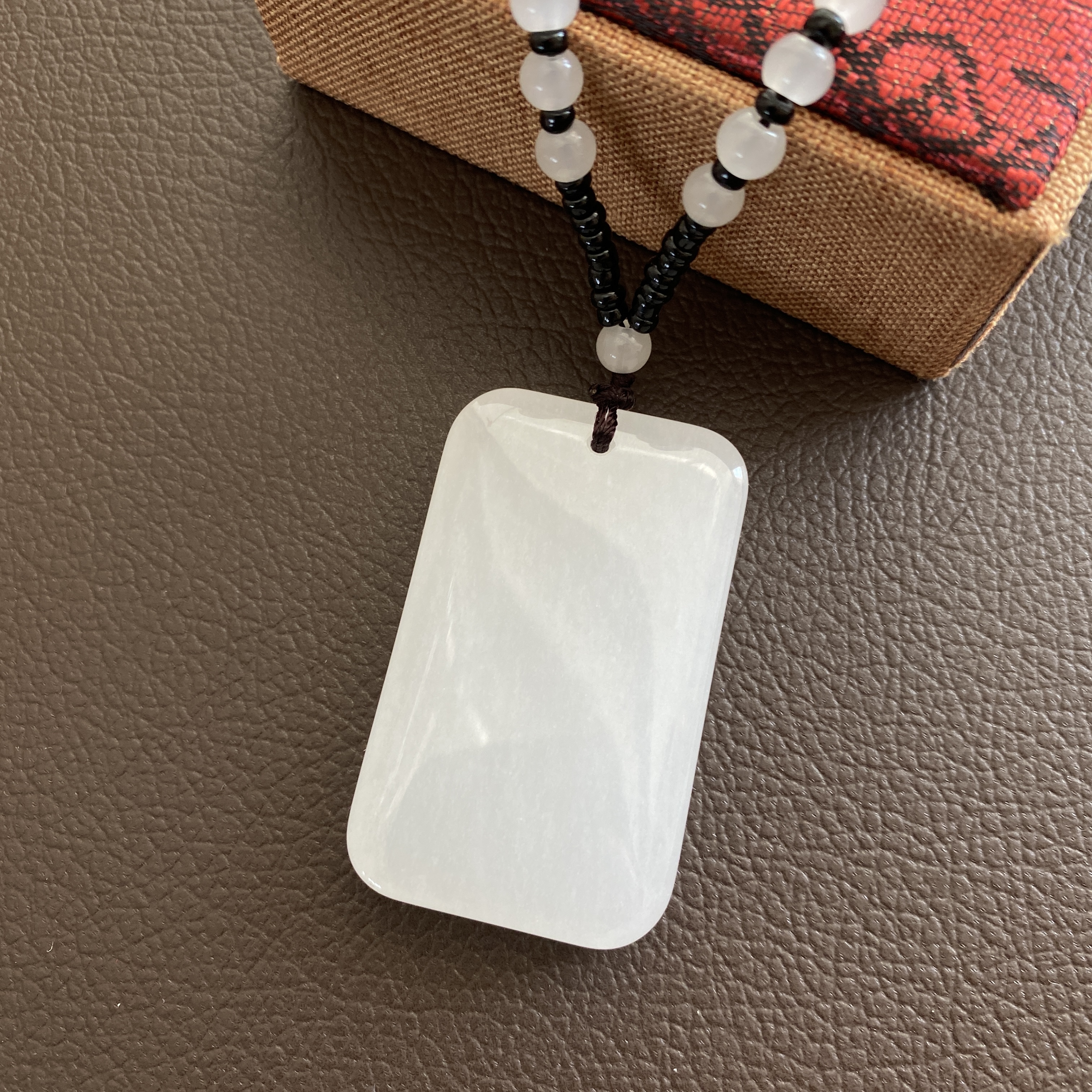 50mm天然新疆金丝玉无事牌男女吊坠平安牌挂件项链百搭平安无事