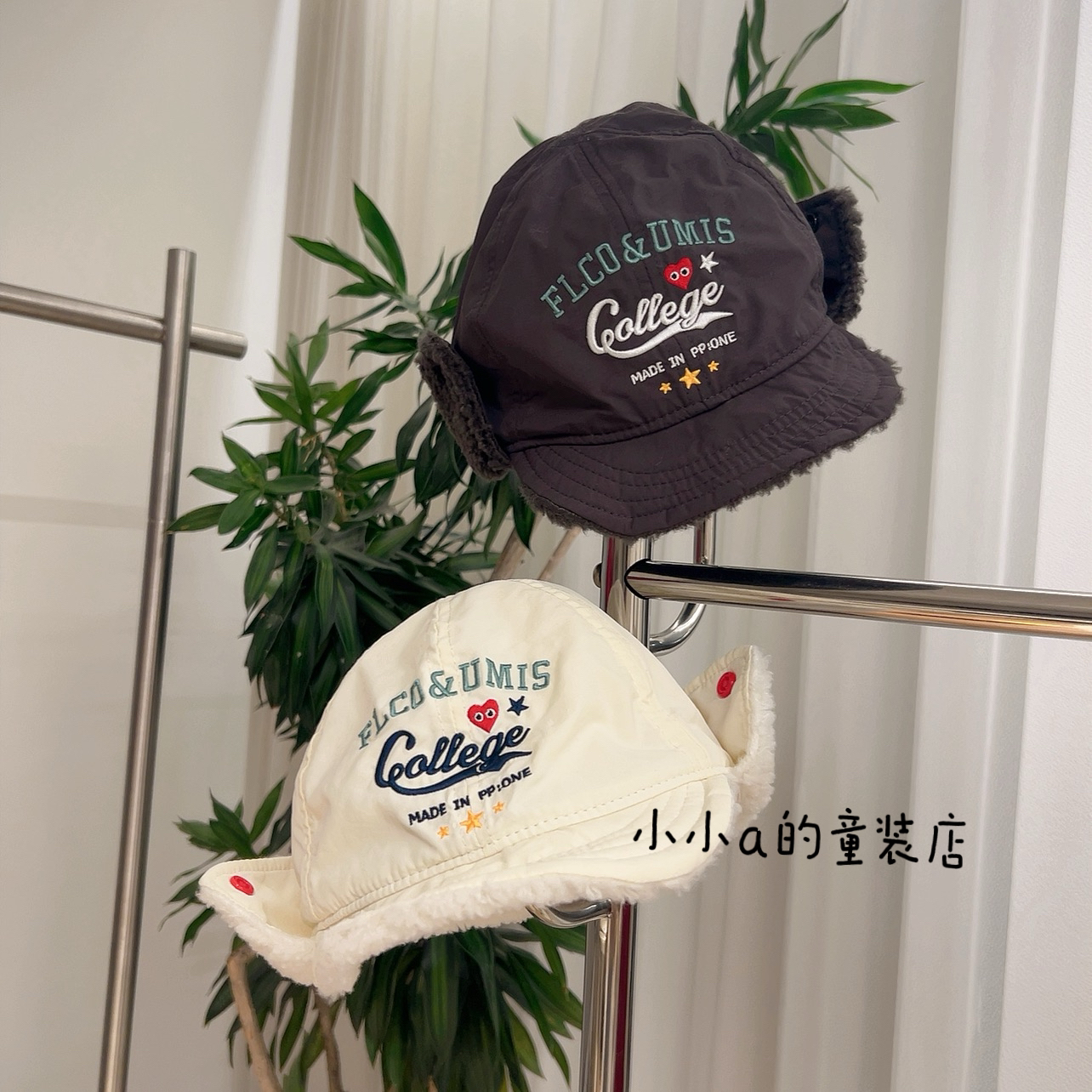 日系新款儿童加厚毛绒内里保暖护耳雷锋帽男女童百搭短檐鸭舌帽潮