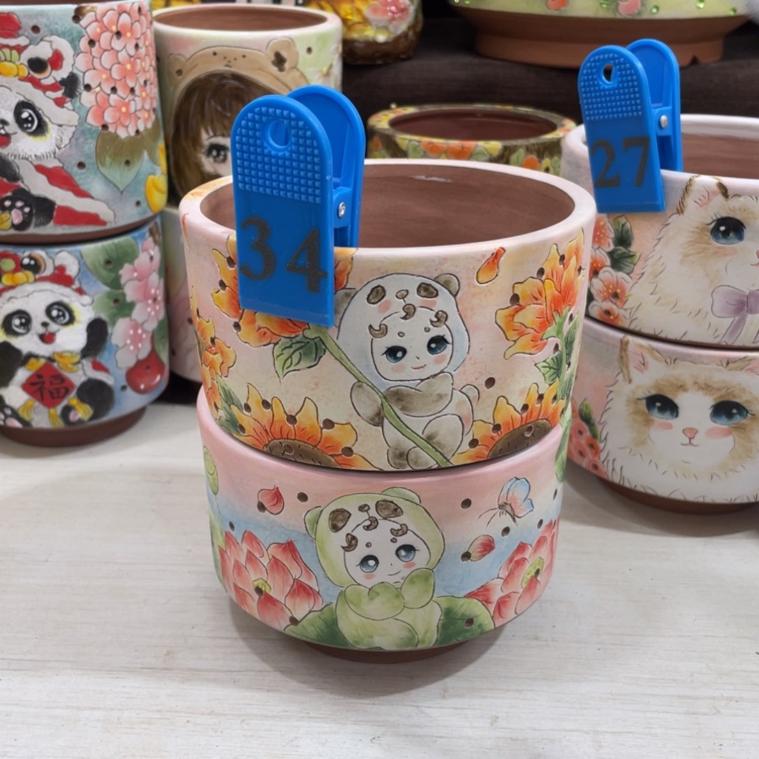 红陶多肉花盆拼盘微瑕