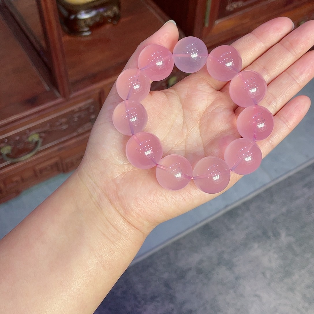 芙蓉石手链未镶嵌粉晶20mm