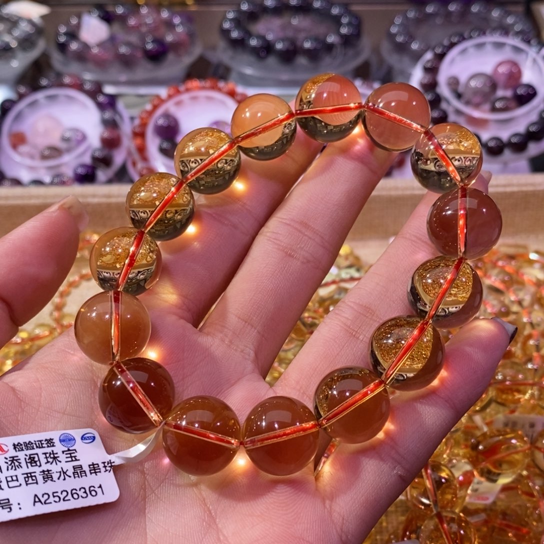 水晶手链未镶嵌爱****鱼黄水晶高品15+