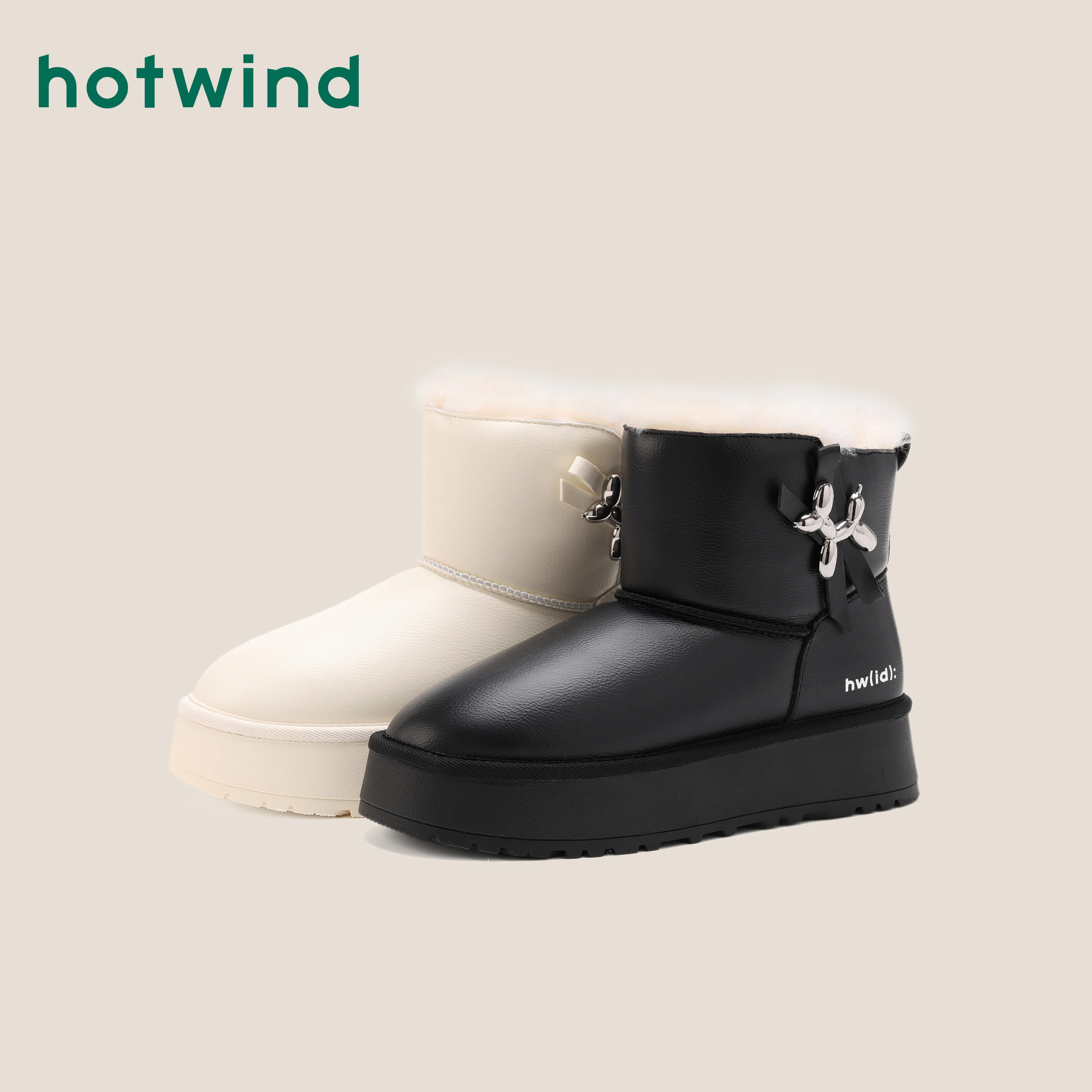 Hotwind/热风2025新款雪地靴防水防滑冬季加绒加厚短靴雪地靴