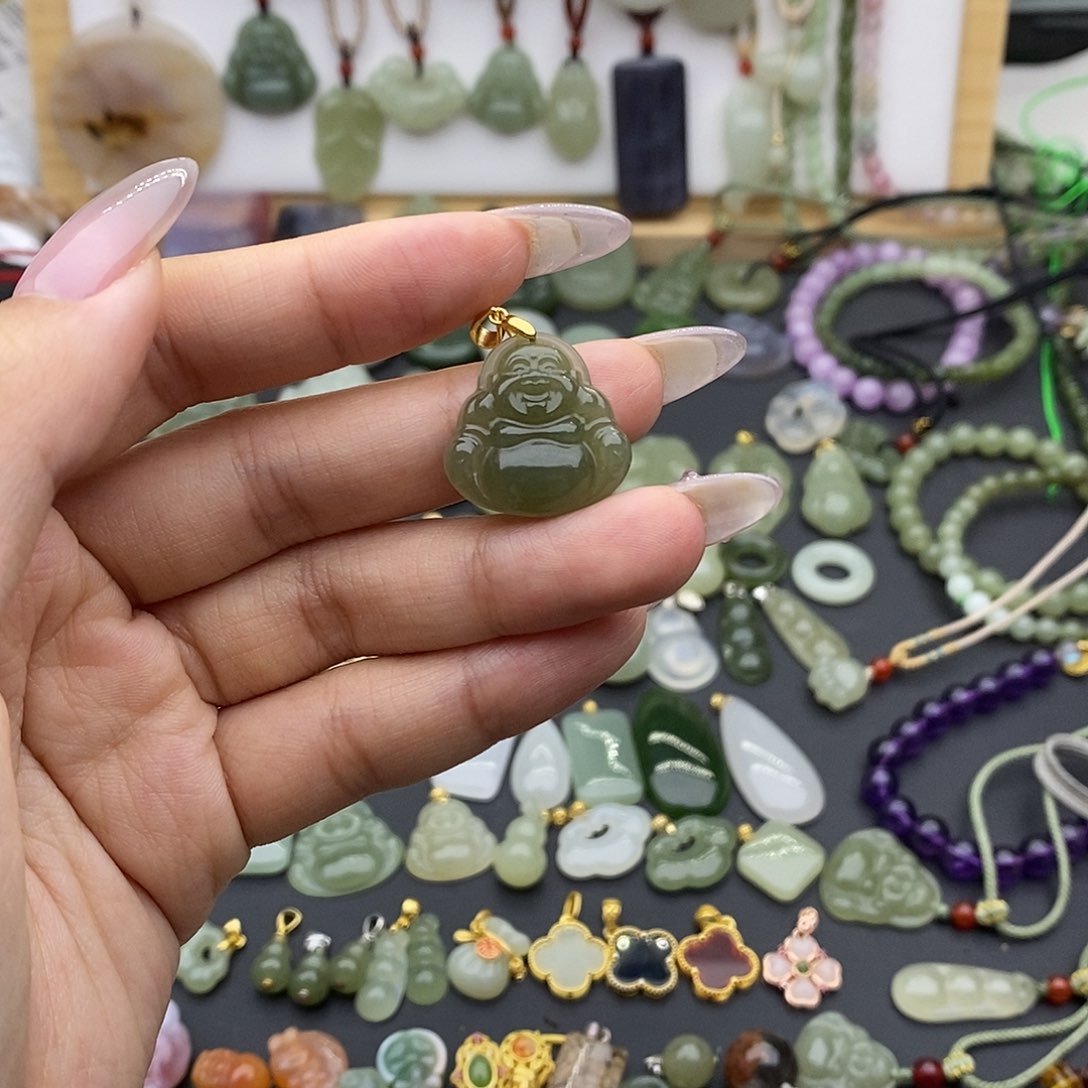 和田玉吊坠(不含链)银S925镶嵌