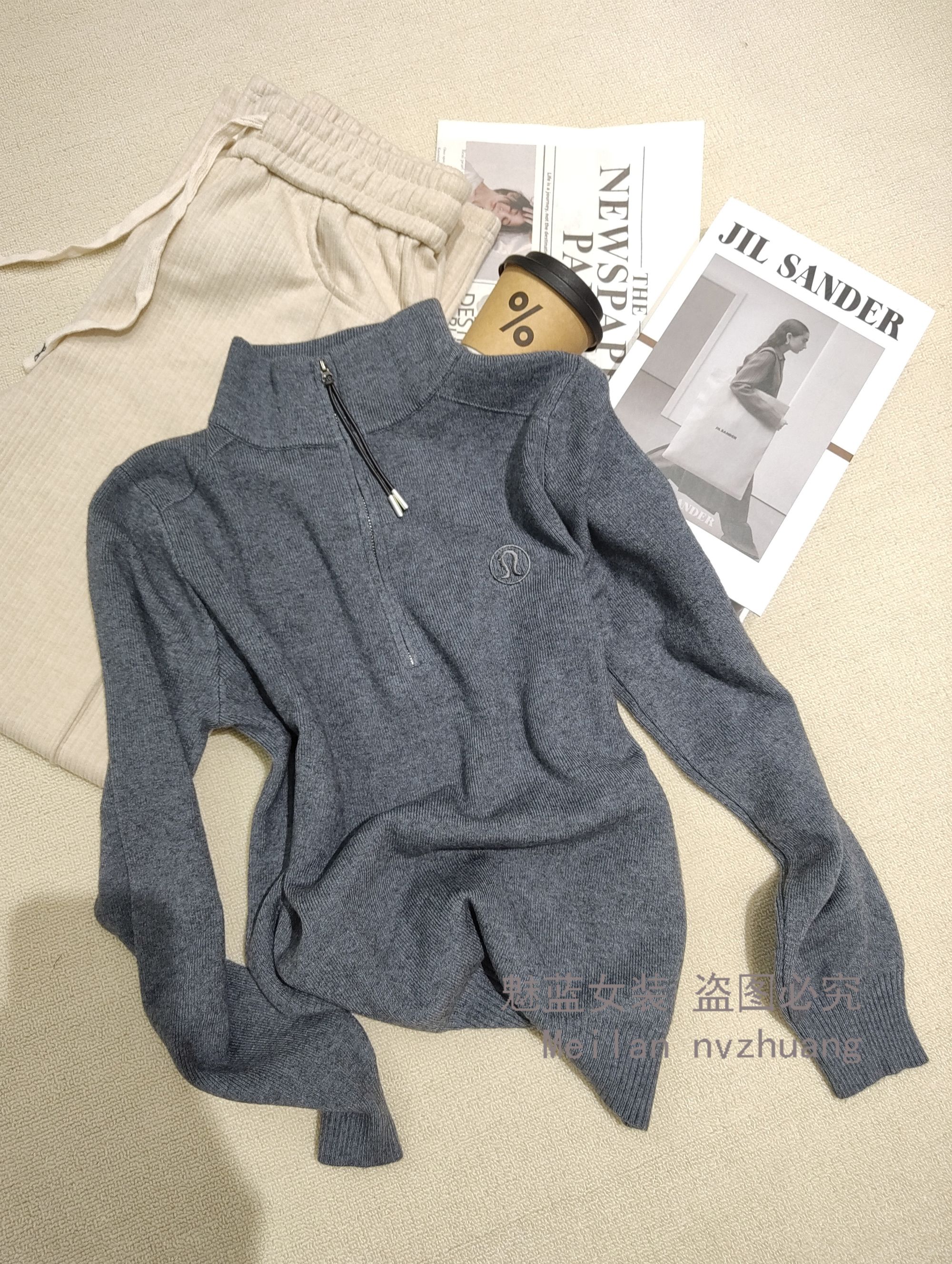 原搭半拉链高领套头毛衣针织衫女初春新款内搭外穿打底衫WF06C53