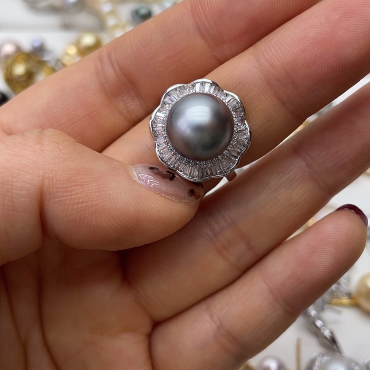 海水珍珠戒指银S925镶嵌