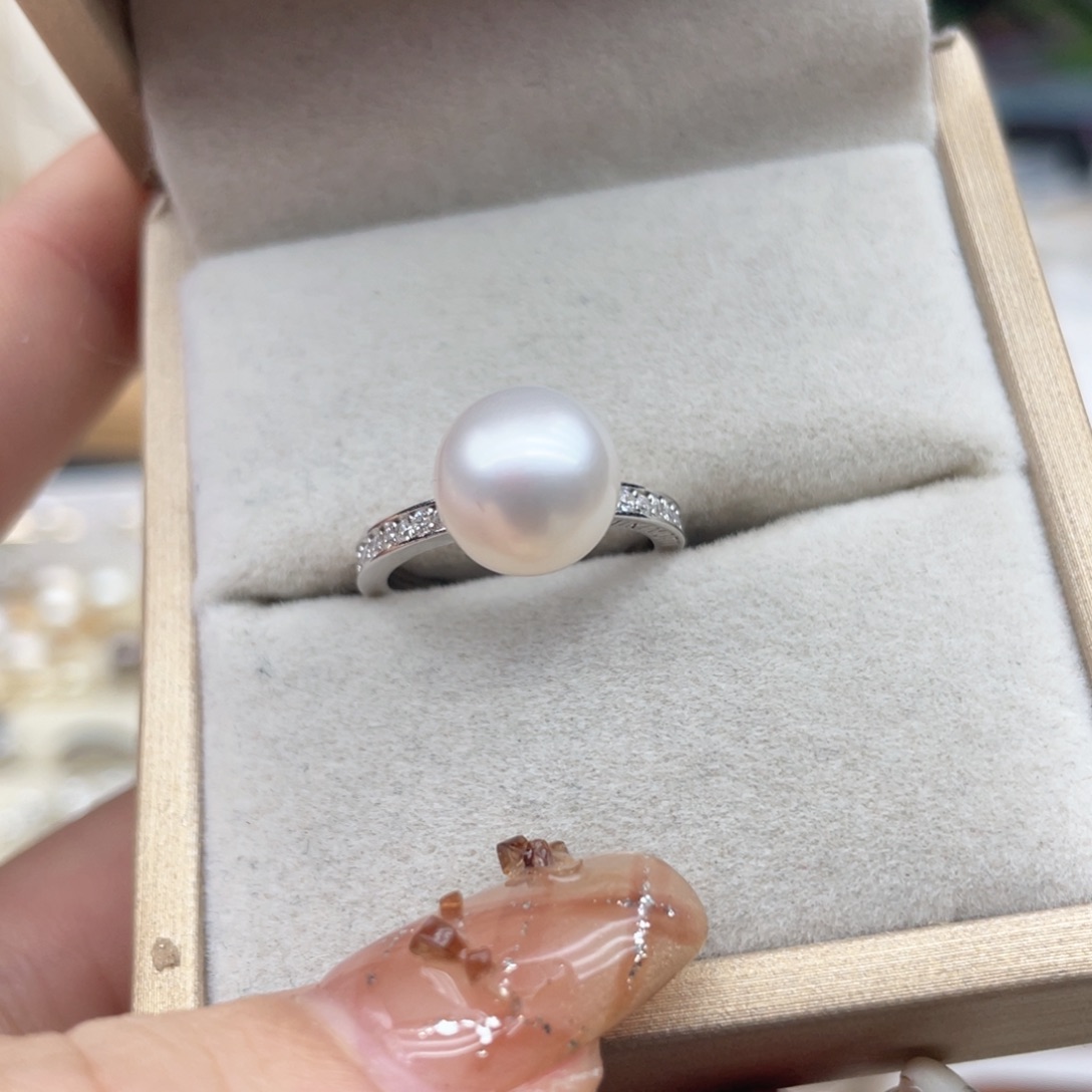 海水珍珠戒指银S925镶嵌C96