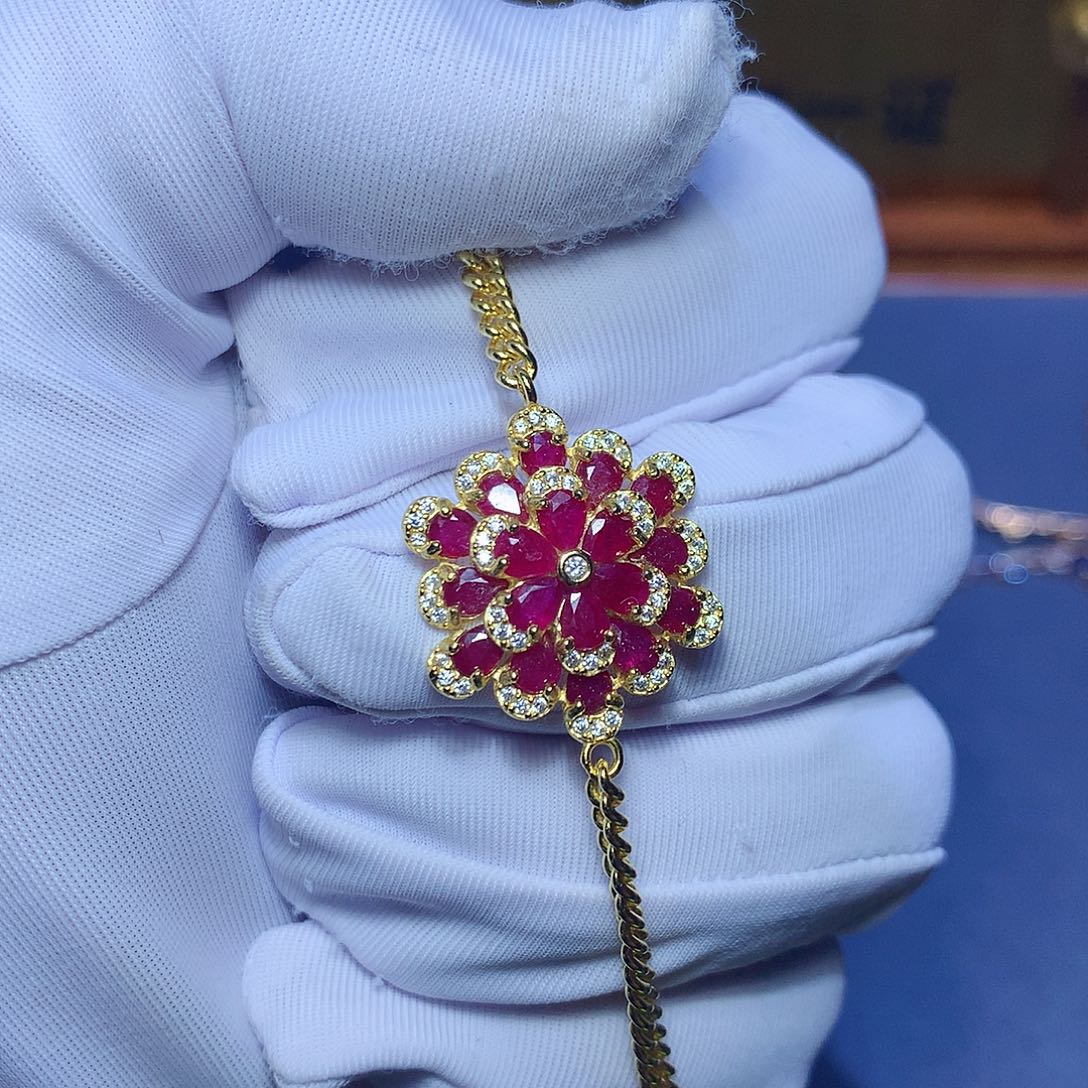 红宝石手链银S925镶嵌