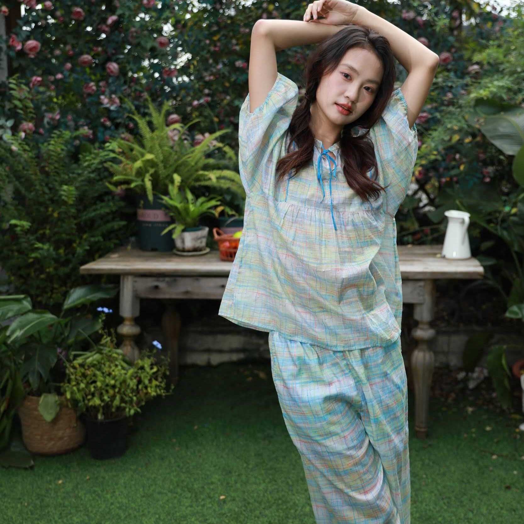 朵朵可可·261-025梭织棉26春夏短袖七分裤家居服套装