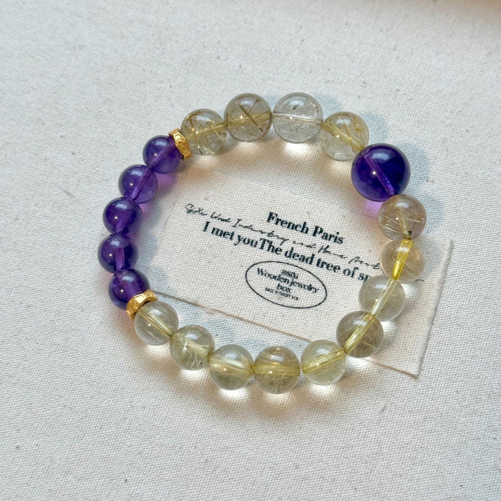 【跃龙门】金发晶紫水晶原创小众手串 多样性发一