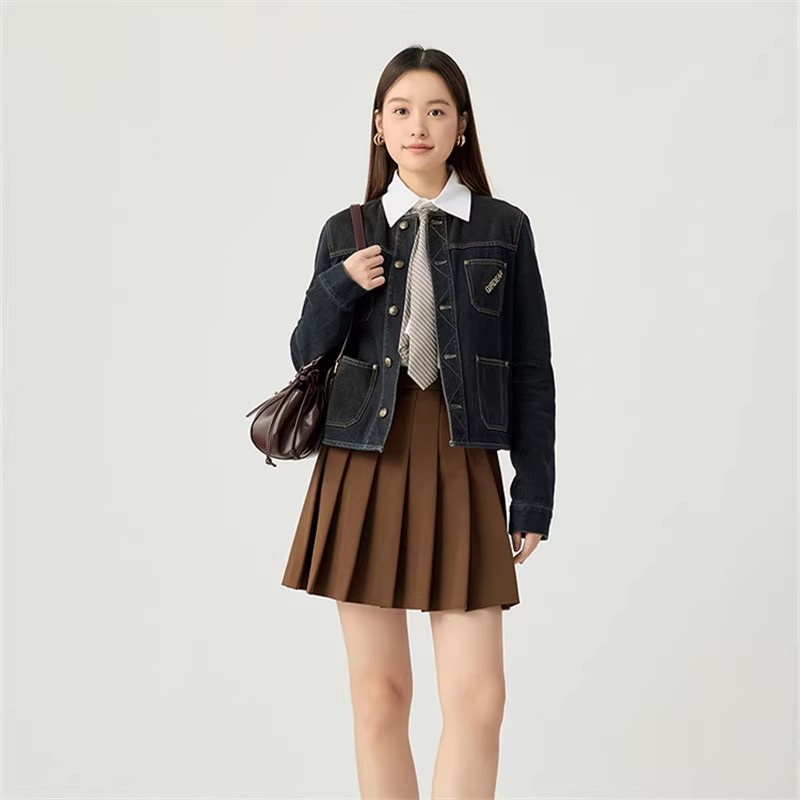 G家商场同款2025春季新款百搭休闲牛仔短外套女140008-4215321