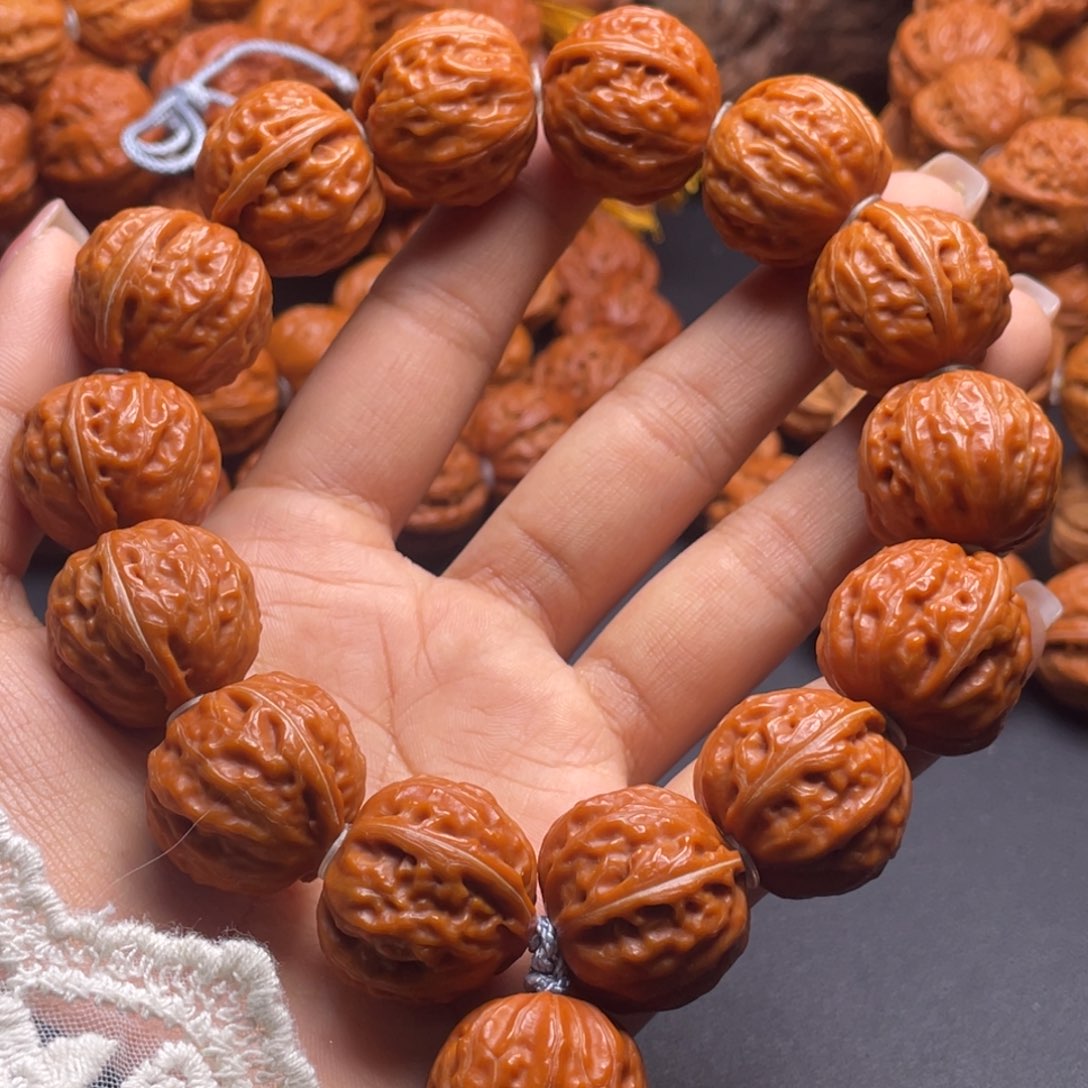文玩核桃手串陨石纹元宝