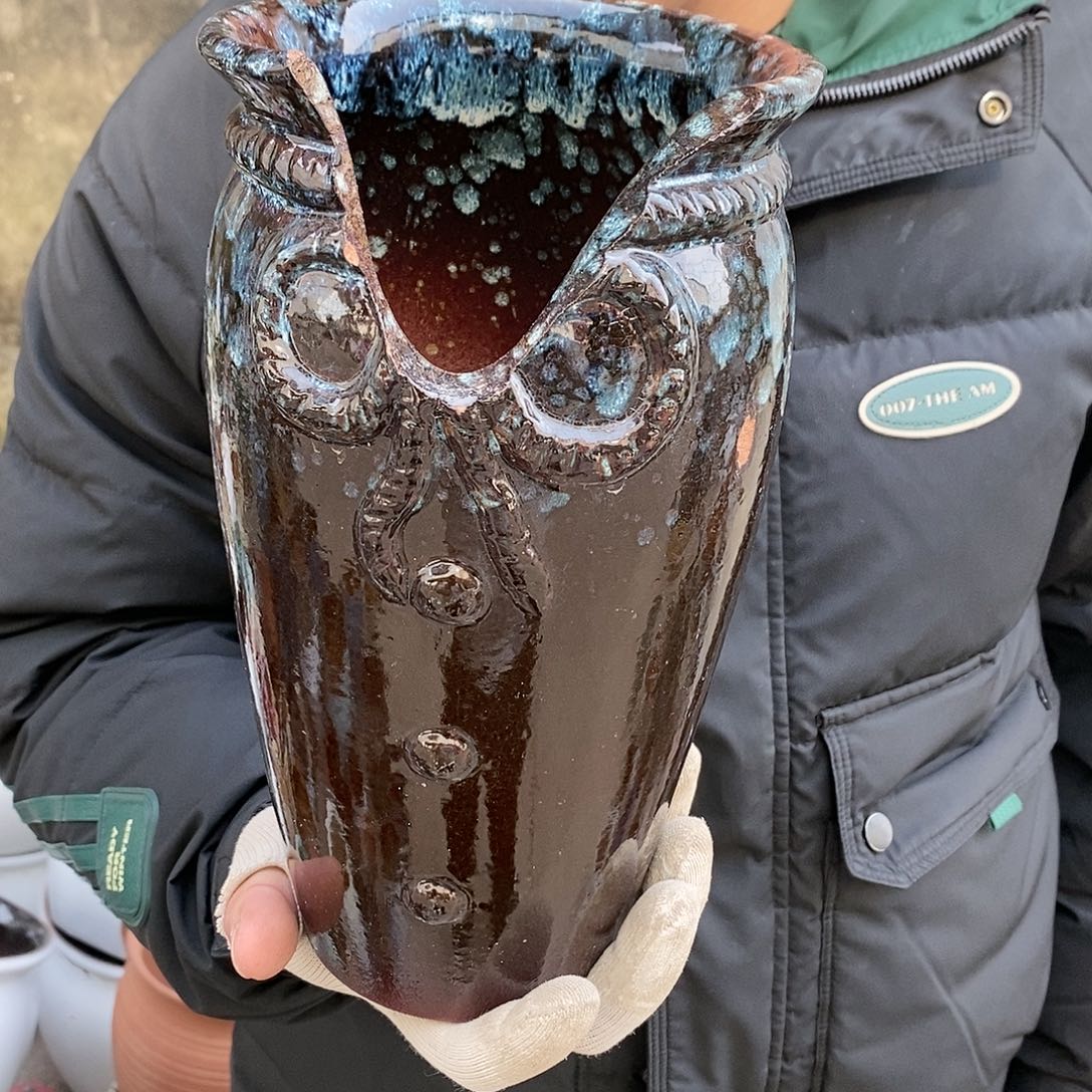 紫砂花盆瑕疵口14高25瑕疵