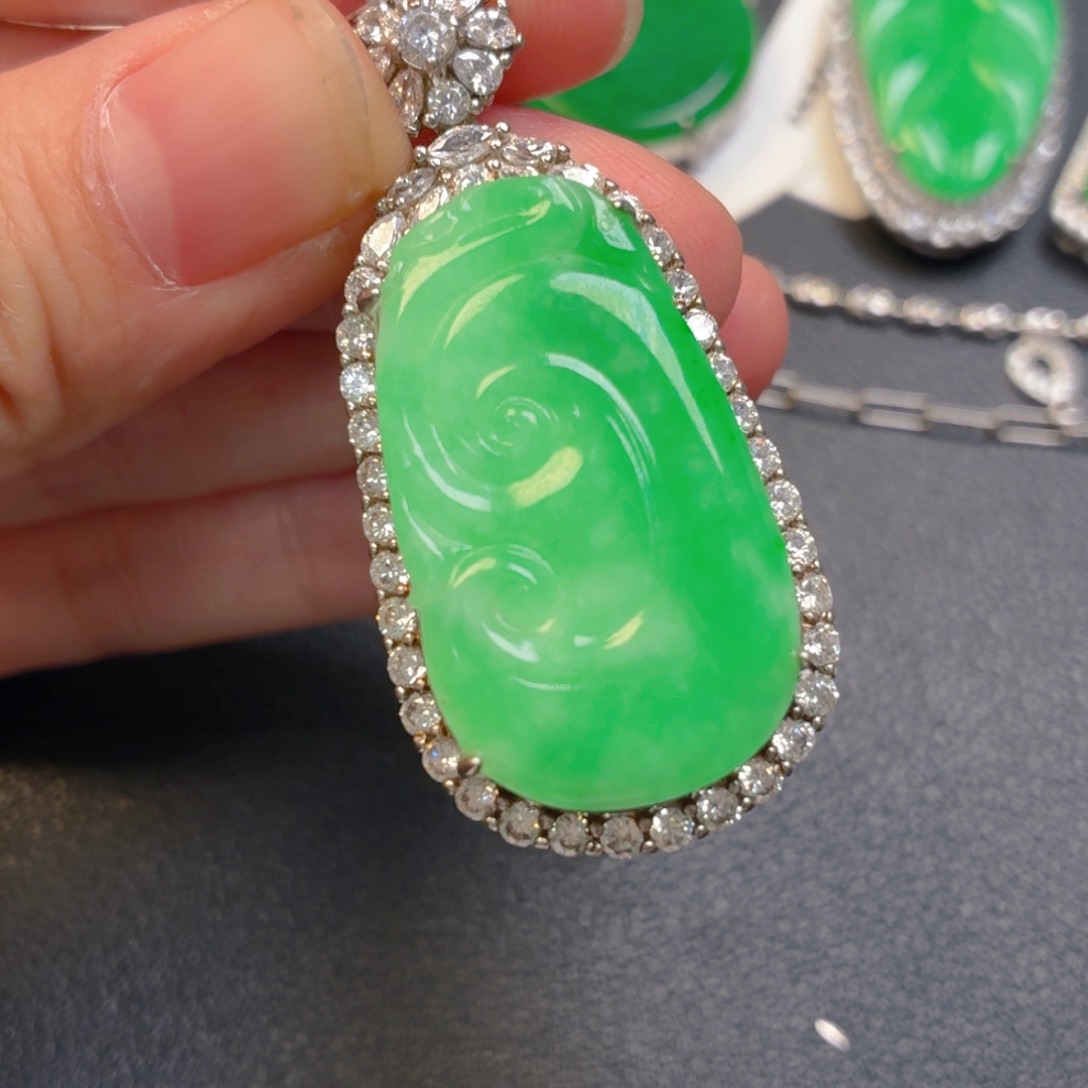 翡翠银S925镶嵌吊坠(不含链)