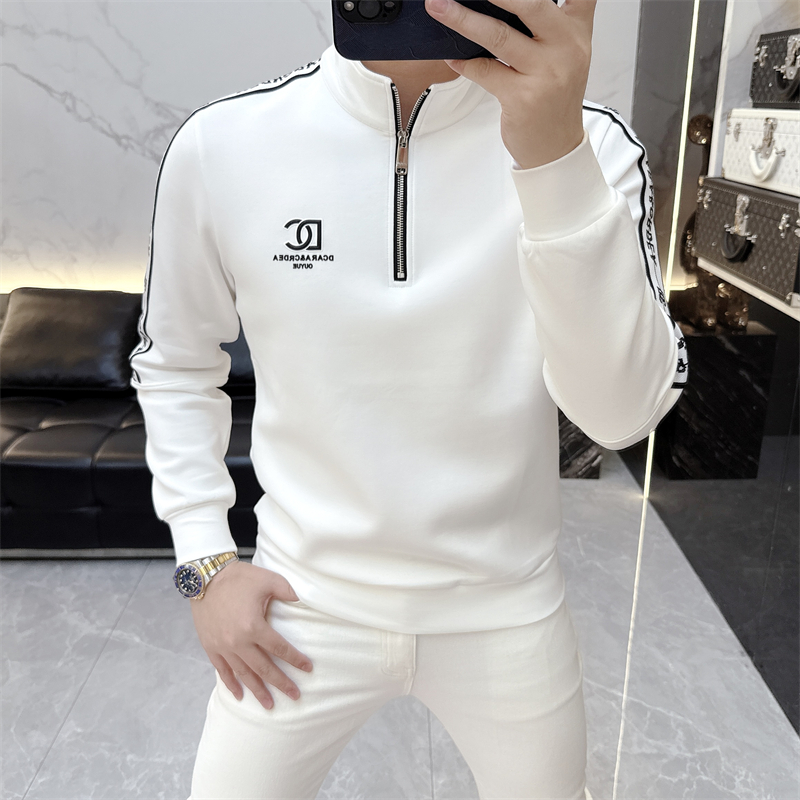 2025秋冬新款欧货时尚修身百搭立领长袖卫衣男打底衫拉链潮81501