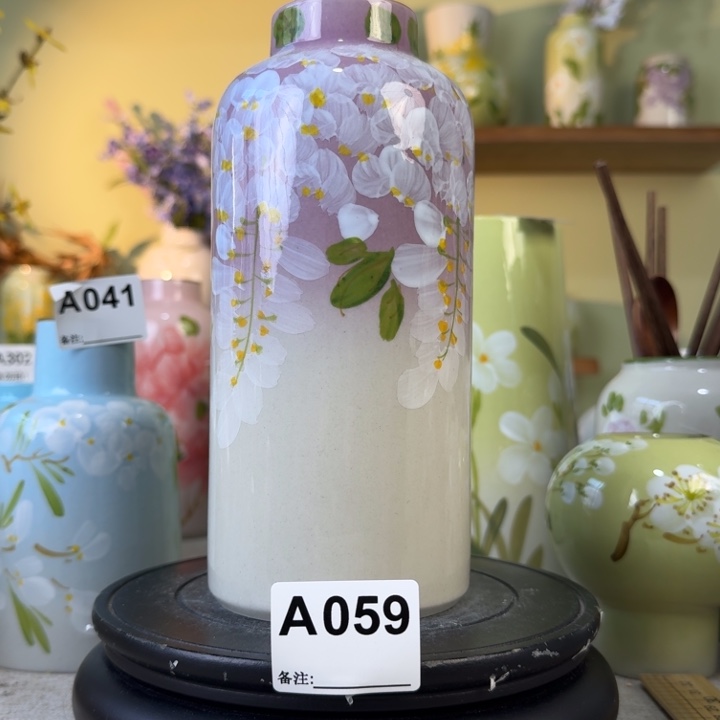 摆件景德镇陶瓷手绘花瓶摆件无孔