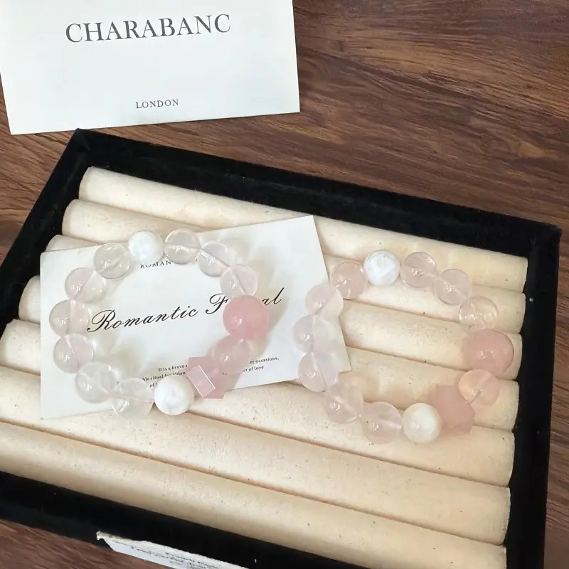 X2418墨粉西柚粉雪花幽灵手链高端轻奢手串多样性发一