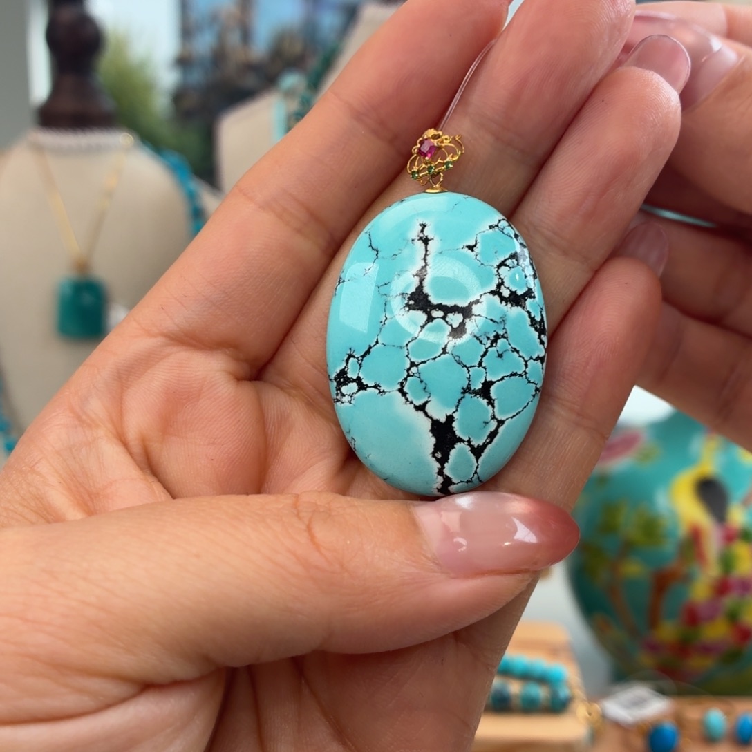 绿松石18K金镶嵌颈饰