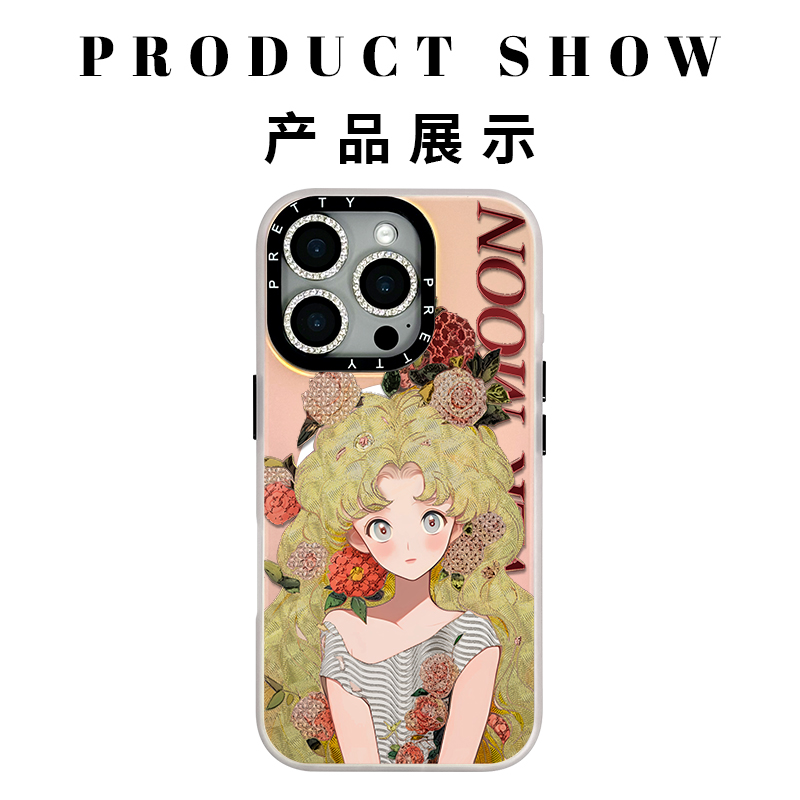 适用苹果iphone17promax 高级鎏金手机壳16/15/14蔷薇美少女