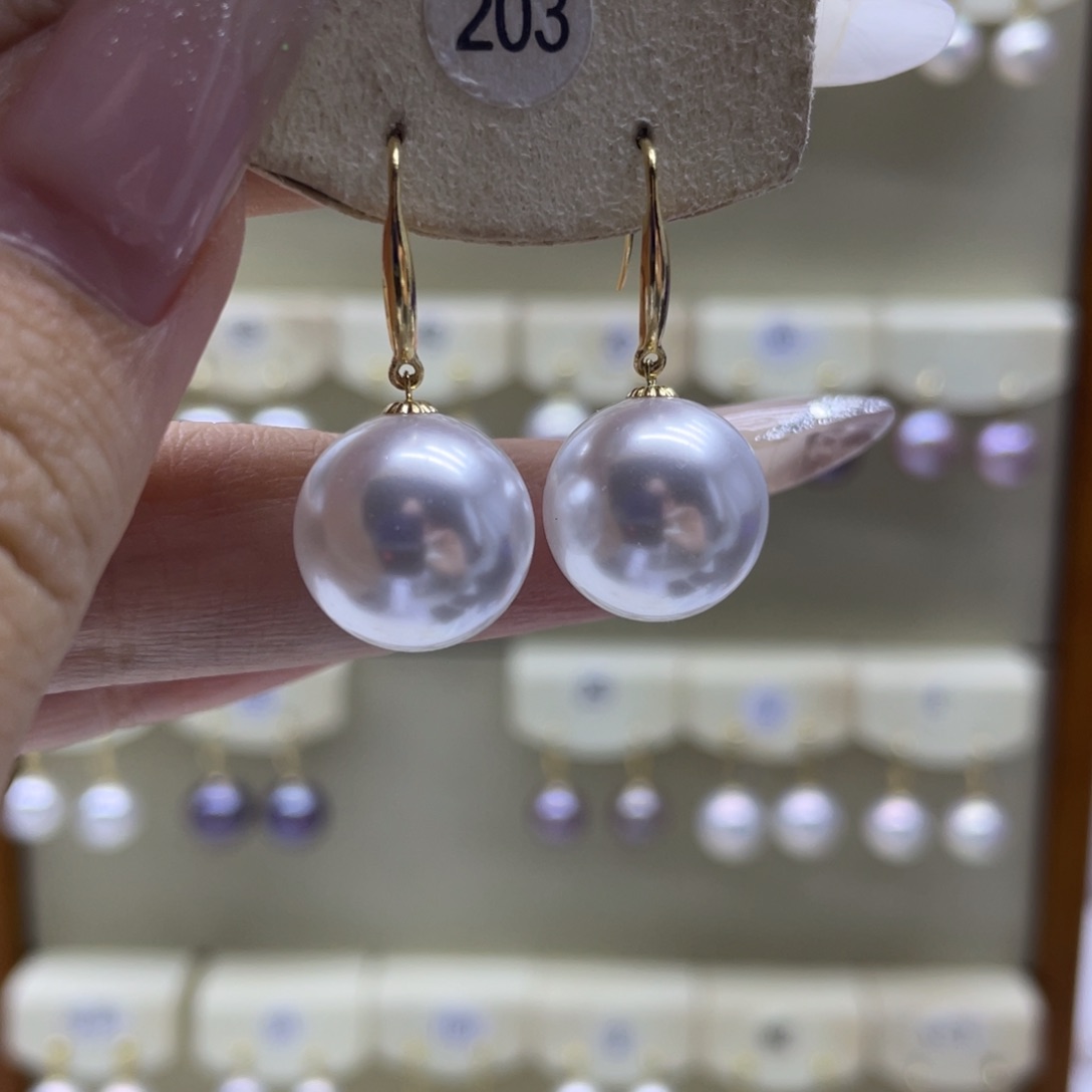 淡水珍珠耳饰18K金镶嵌