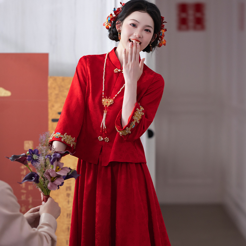 新中式秀禾服2025新款订婚礼服新娘敬酒服小个子嫁衣结婚出阁婚服