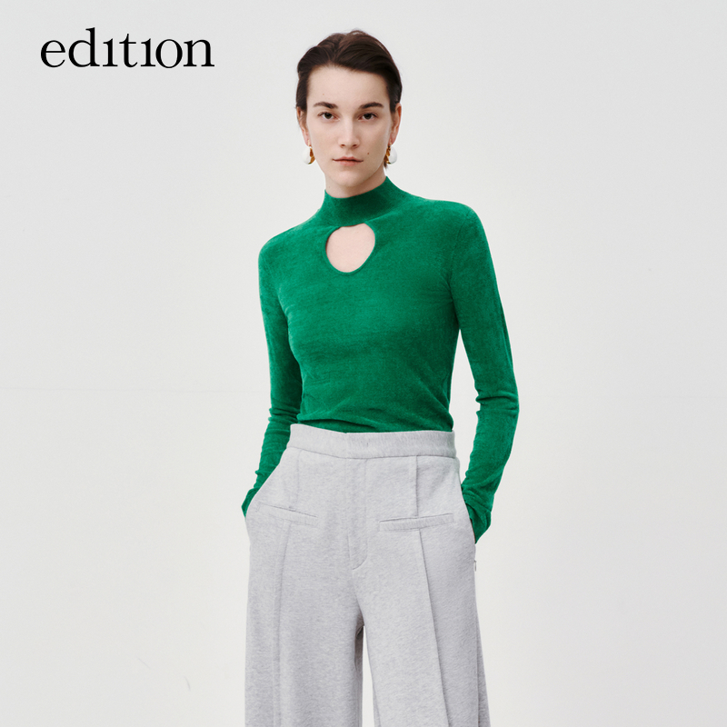 【达人专属】edition雪尼尔毛织上衣气质镂空小众修身#EBB4SWTT18