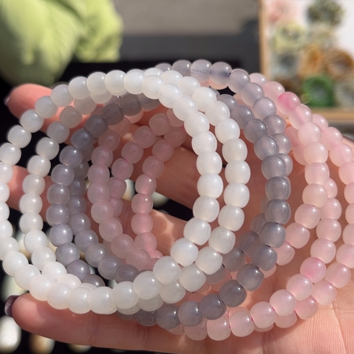 和田玉手串未镶嵌多样性发货拍一发一，5*6