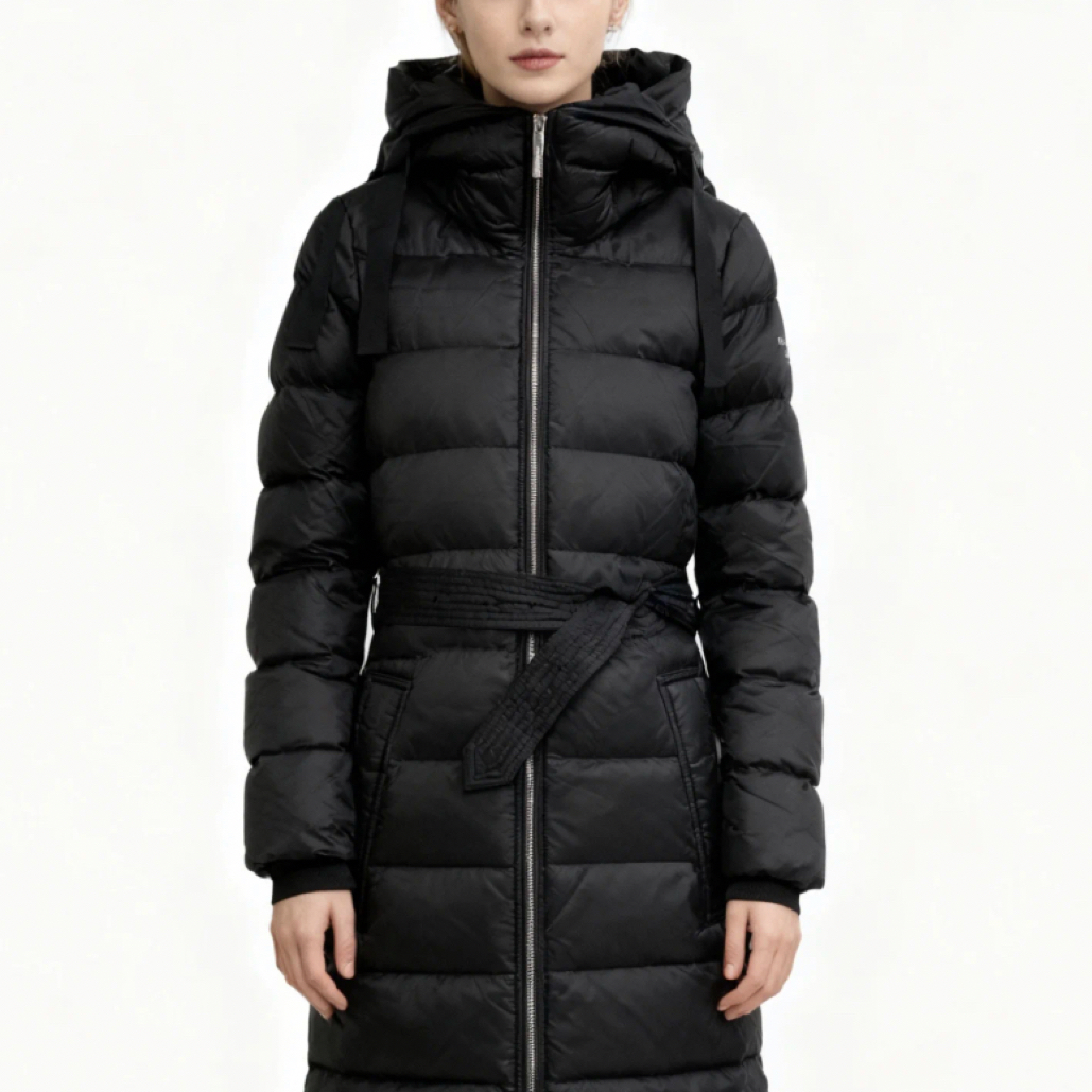 99新 BURBERRY/博柏利 黑色连帽羽绒服/XS码/A04625