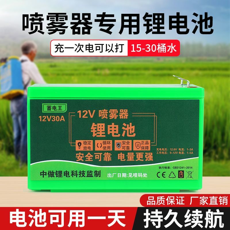 12V大容量农用喷雾器电动锂电池农用续航电动打药机电动喷雾器
