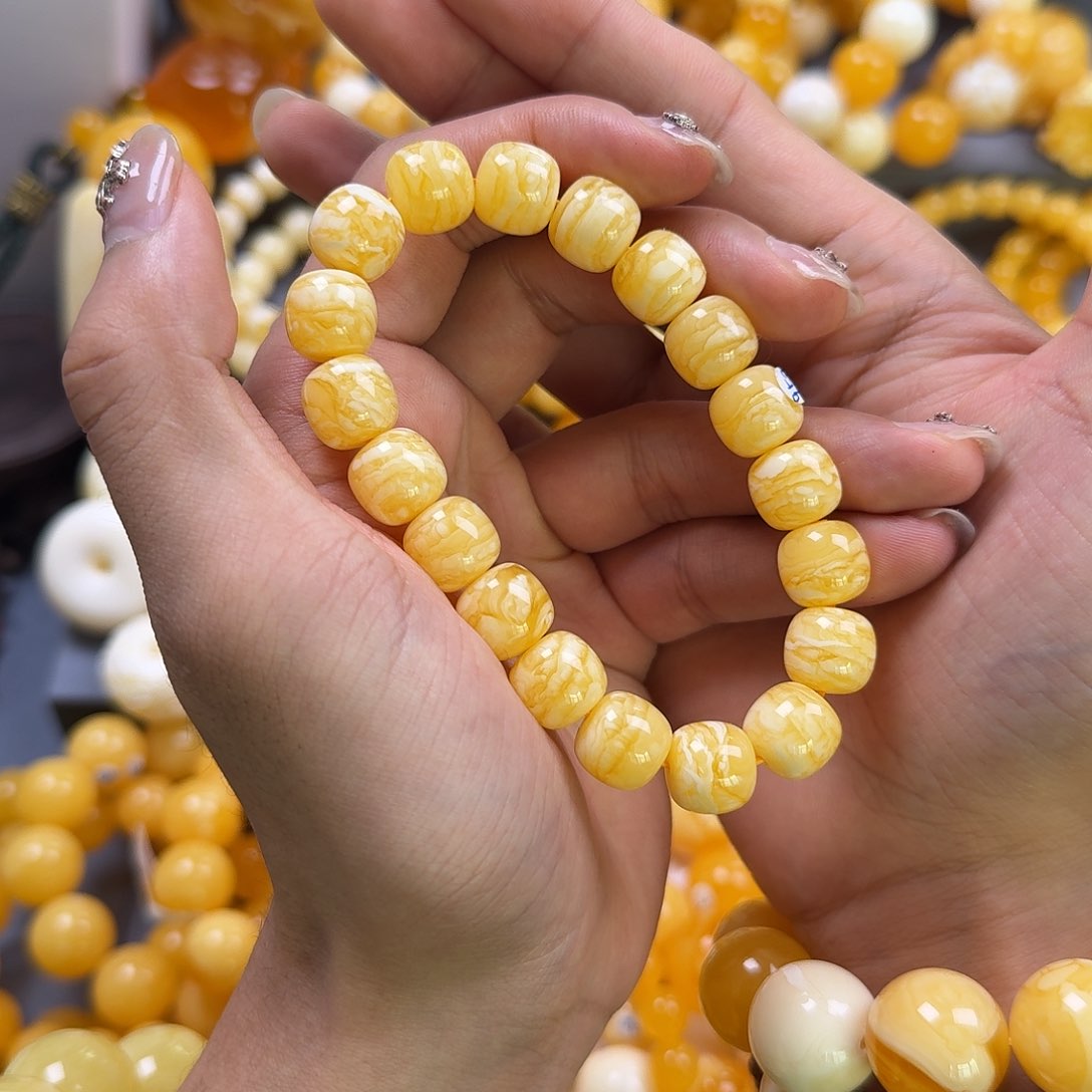 琥珀珠宝奇石未镶嵌同料老型12mm虎皮