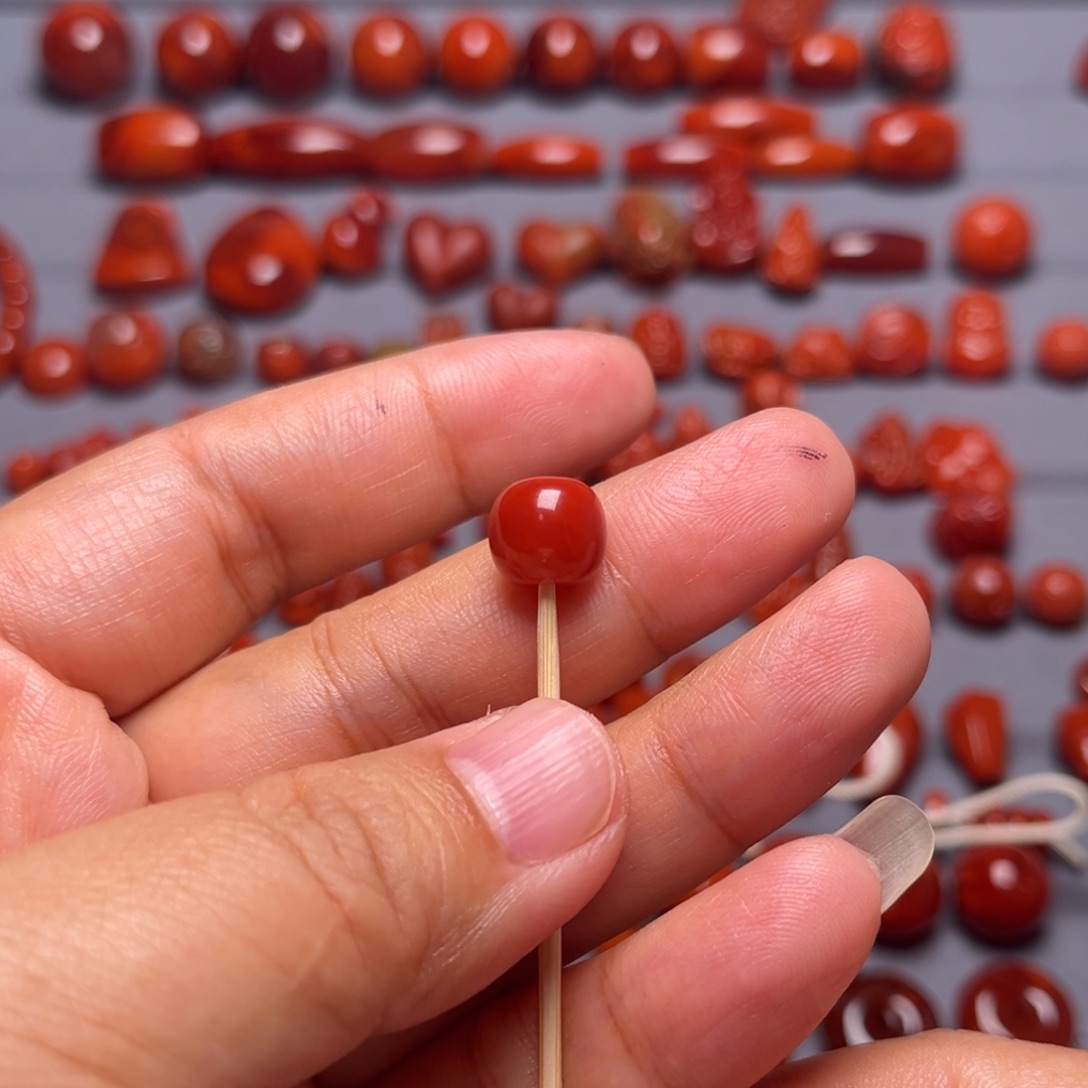 南红玛瑙配饰未镶嵌火焰纹老型卡9.5mm