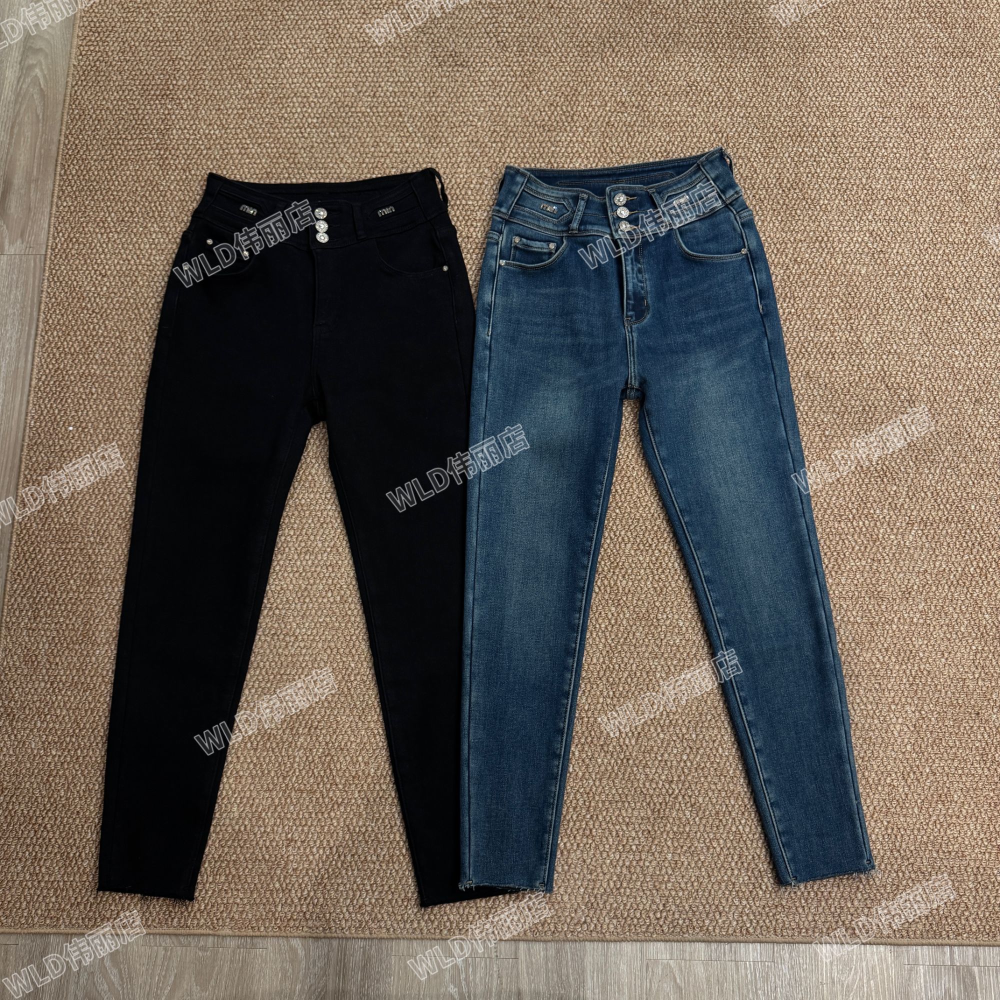 伟丽6店4609款【欧货宝宝绒牛仔小脚裤】加绒显瘦时尚小脚裤
