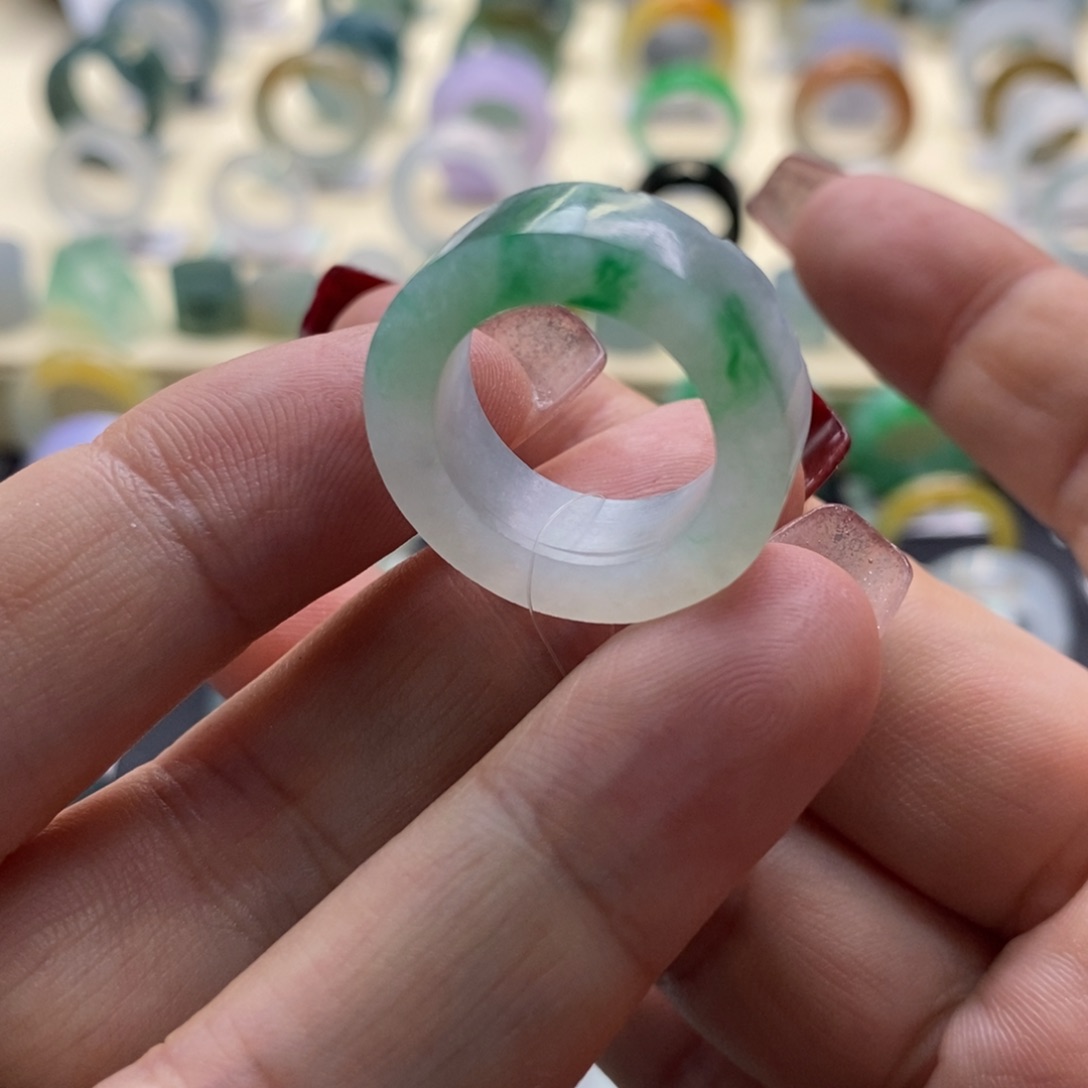 定制翡翠未镶嵌翡翠戒指14-15