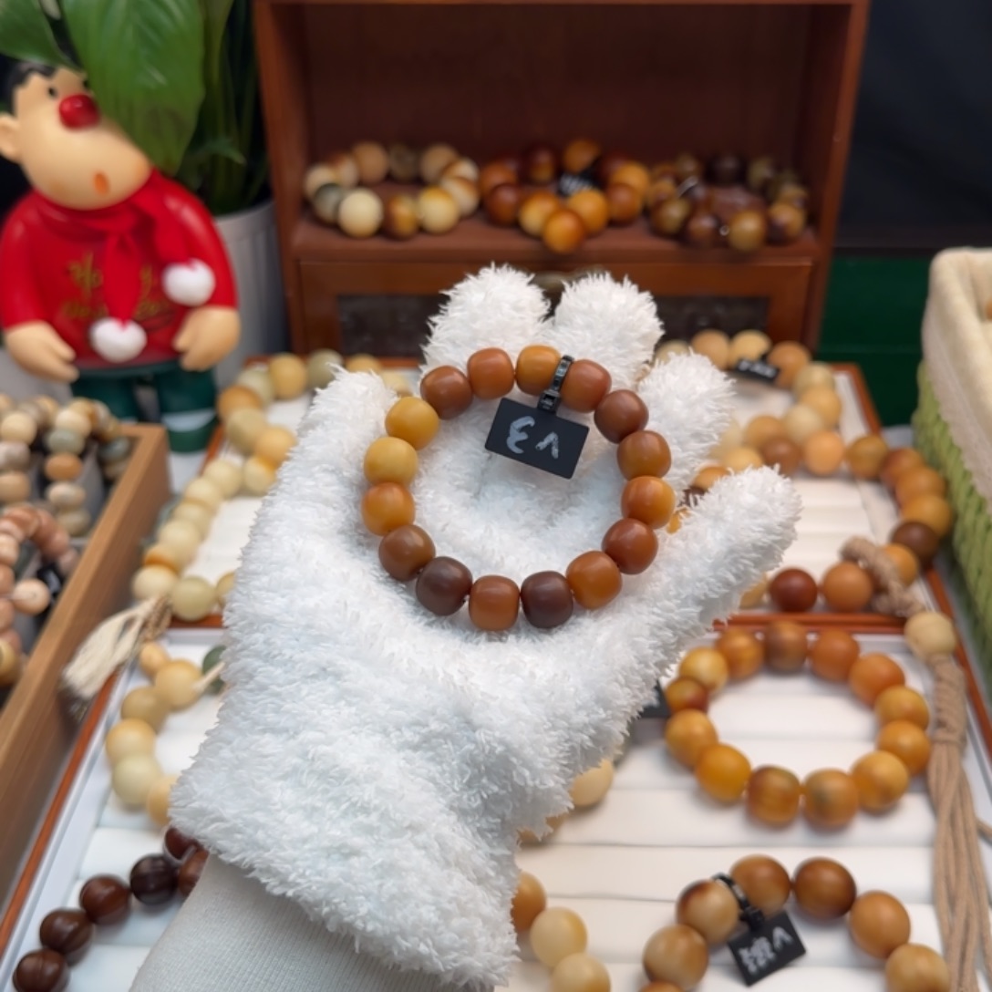 菩提根/象牙果手串卡14桶珠风化落地果干磨微瑕3