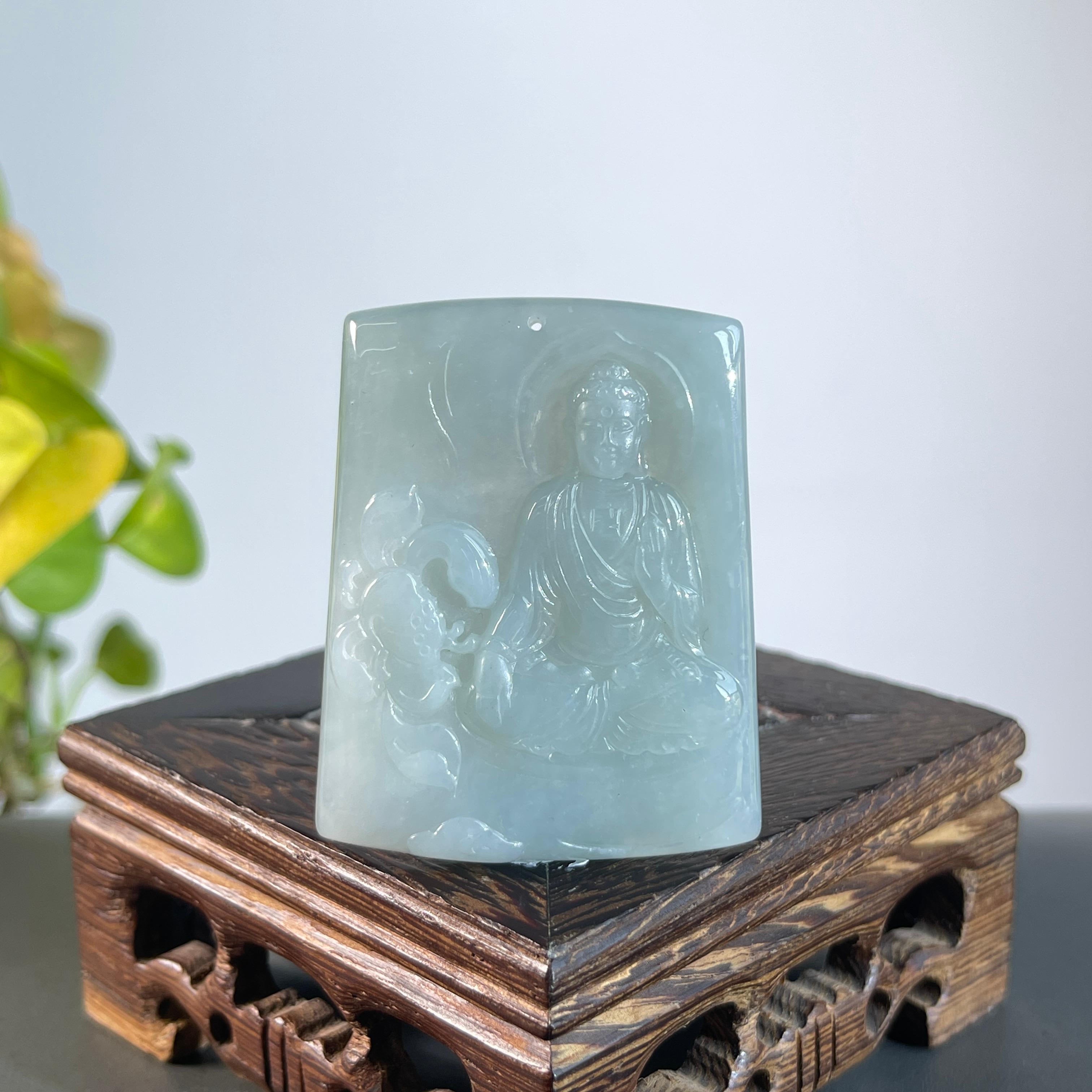 JXA04-93   天然缅甸翡翠A货 阿弥陀佛