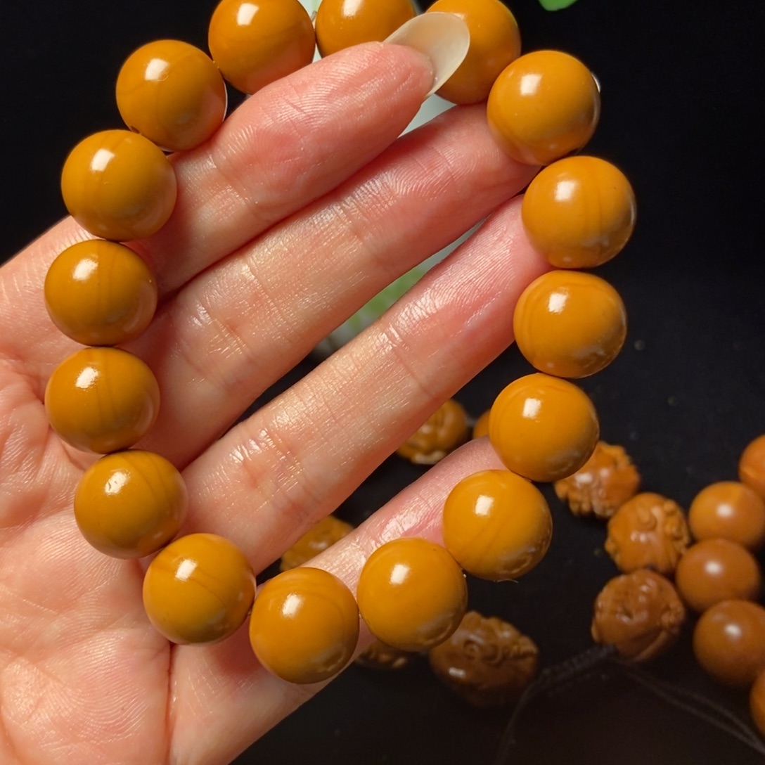 小***)橄榄核手串/手链正圆光珠