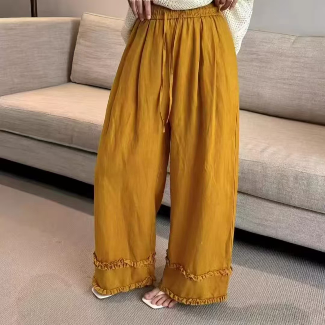 611/5516-1/125 韩版高腰显瘦花苞边设计宽松百搭休闲女