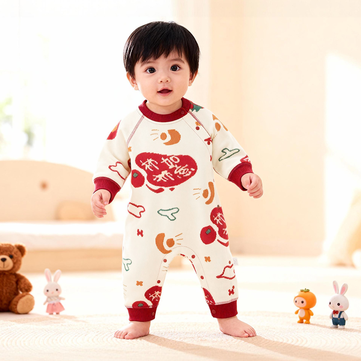 奥利绒连体衣宝宝春秋冬季长袖新生儿衣服外出舒适亲肤哈衣